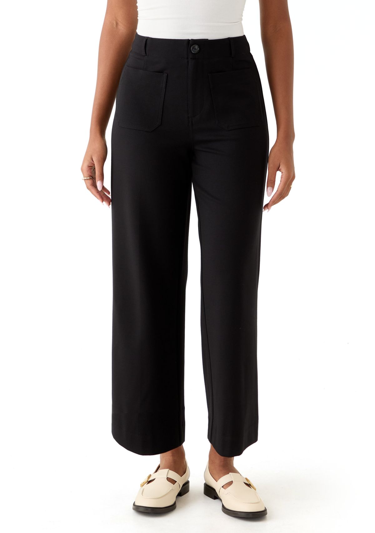 Womens Ankle Ponte Wide Leg Pants