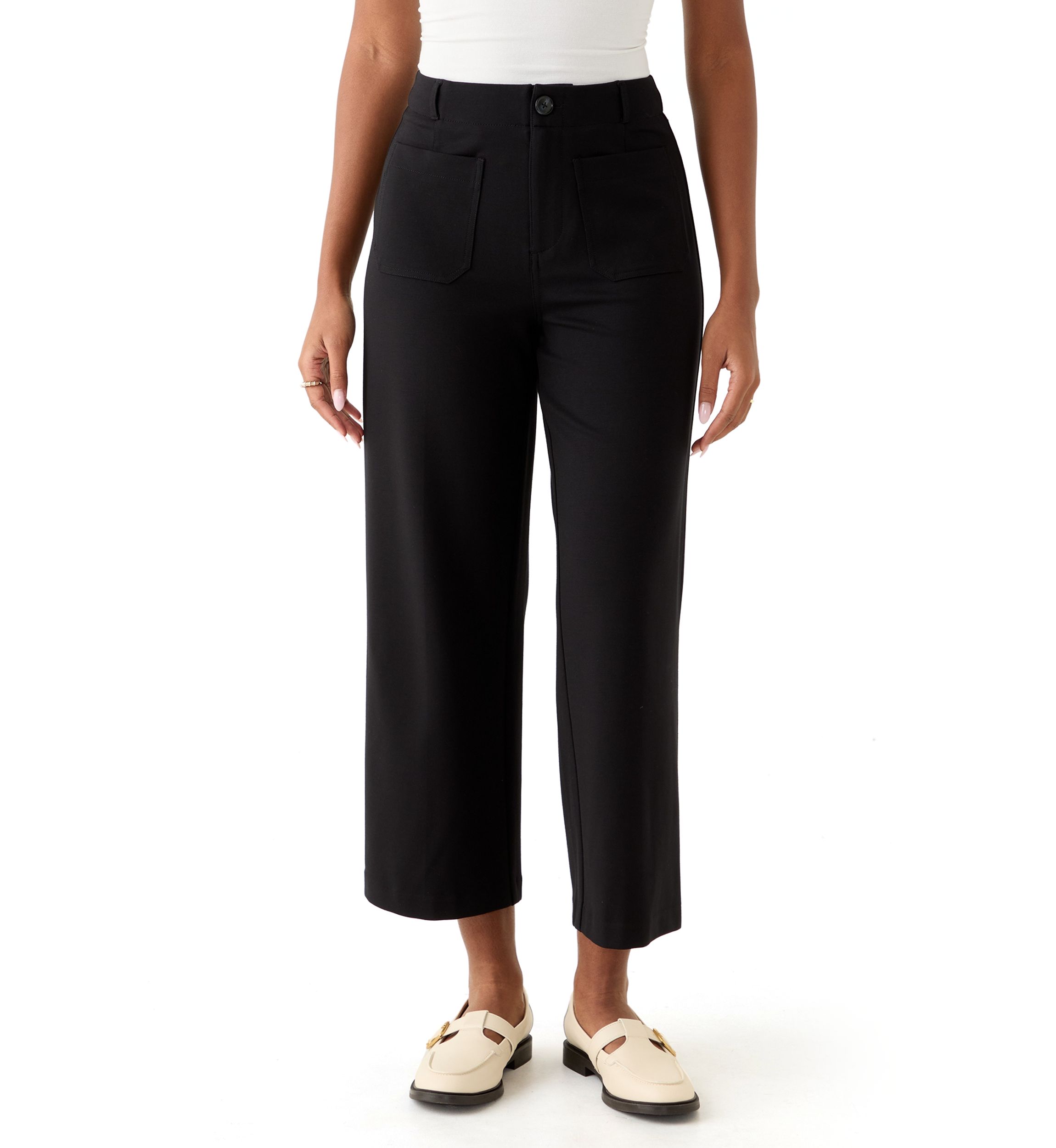 Womens Ankle Ponte Wide Leg Pants