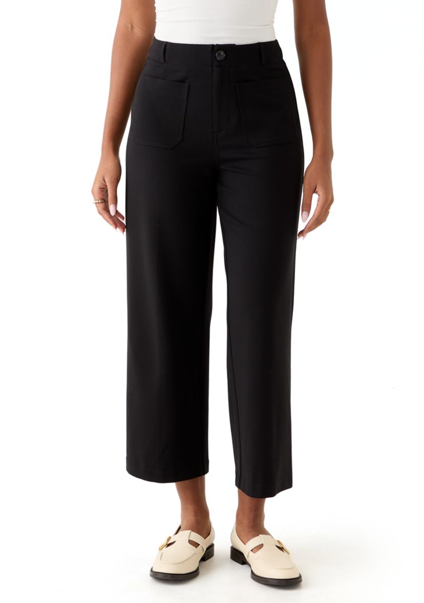Womens Ankle Ponte Wide Leg Pants