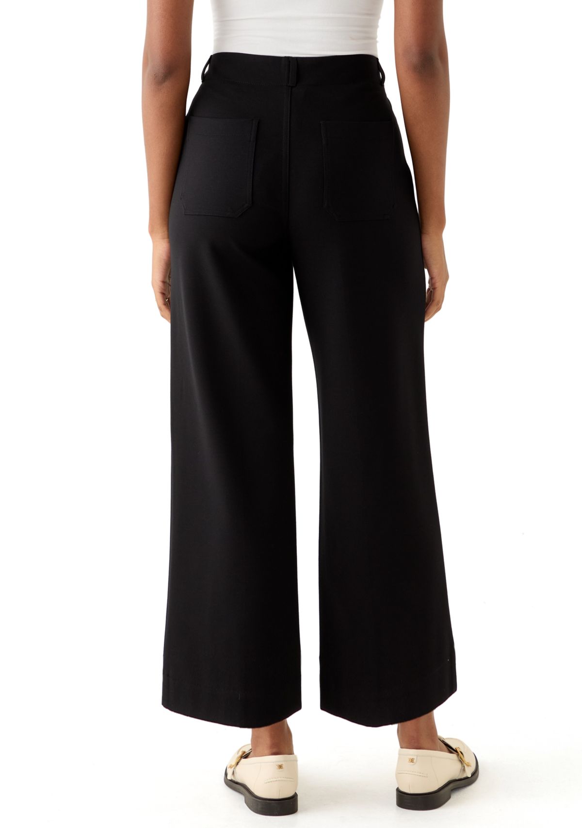 Womens Ankle Ponte Wide Leg Pants