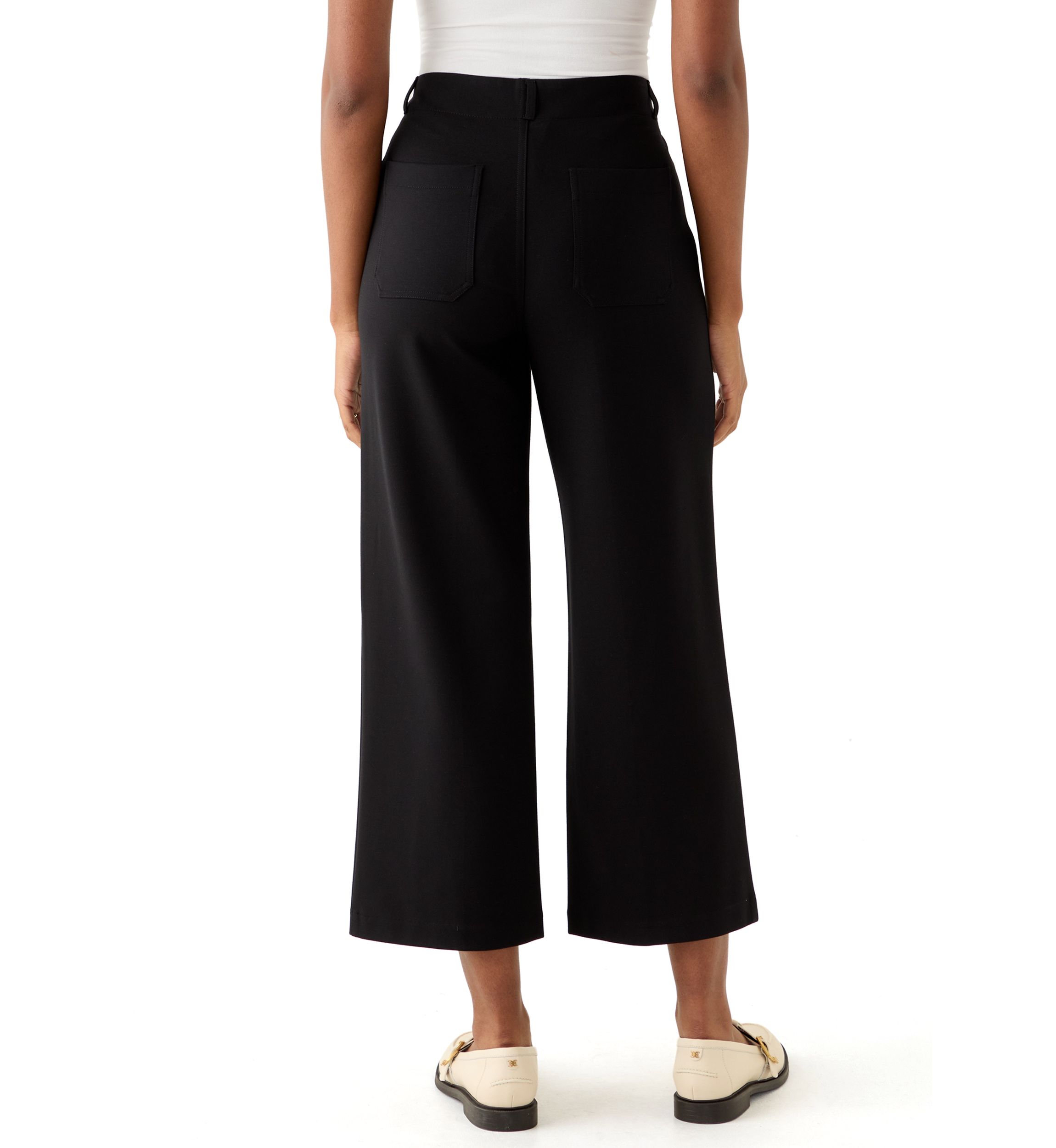 Womens Ankle Ponte Wide Leg Pants