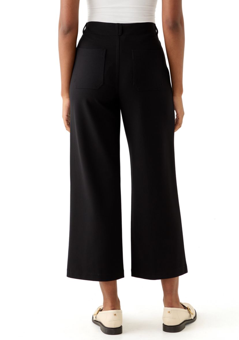 Womens Ankle Ponte Wide Leg Pants