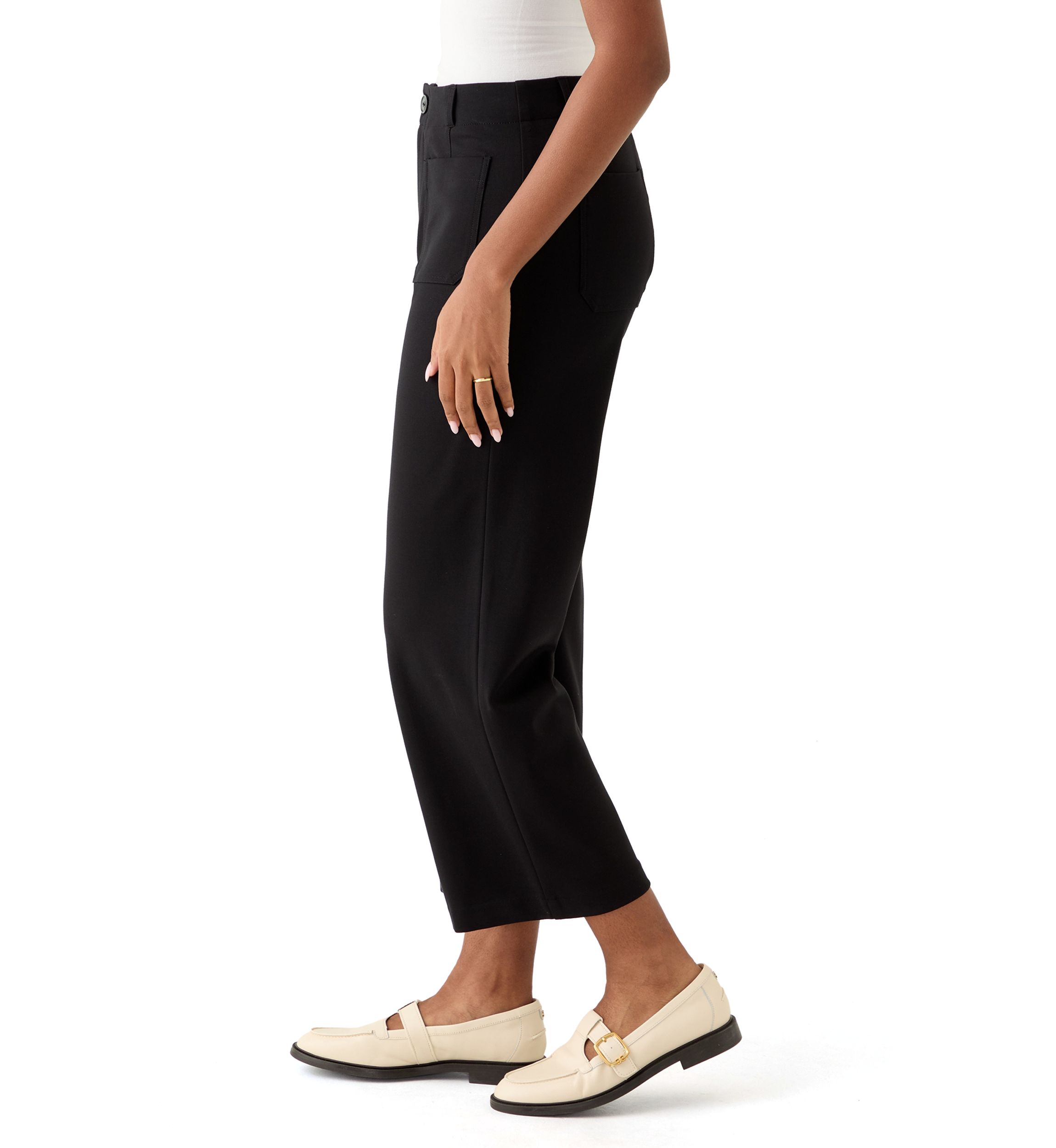 Womens Ankle Ponte Wide Leg Pants