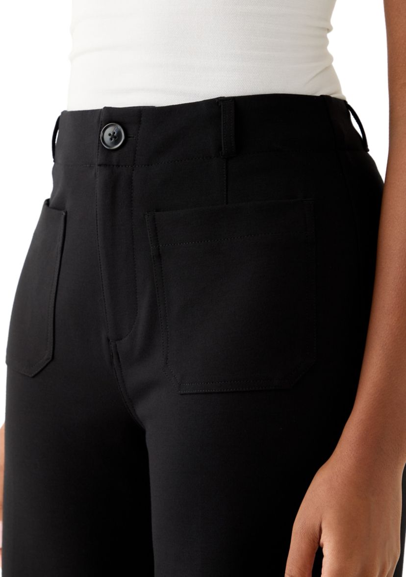 Womens Ankle Ponte Wide Leg Pants