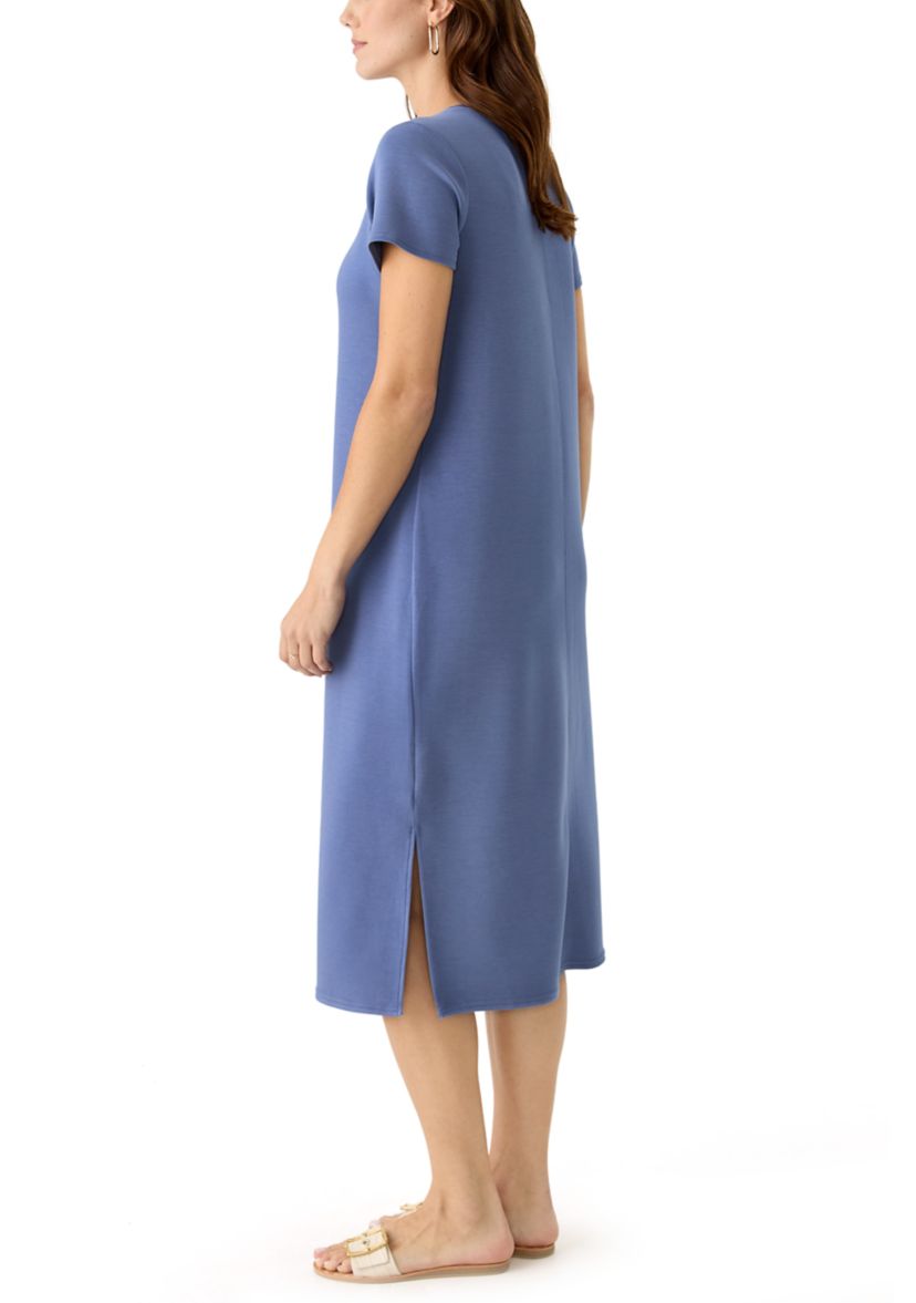 Womens Short Sleeve Split Hem Midi Dress
