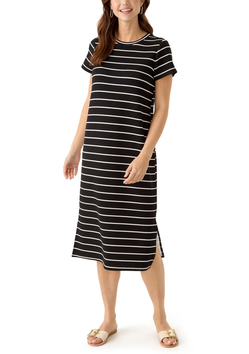 Womens Short Sleeve Split Hem Midi Dress