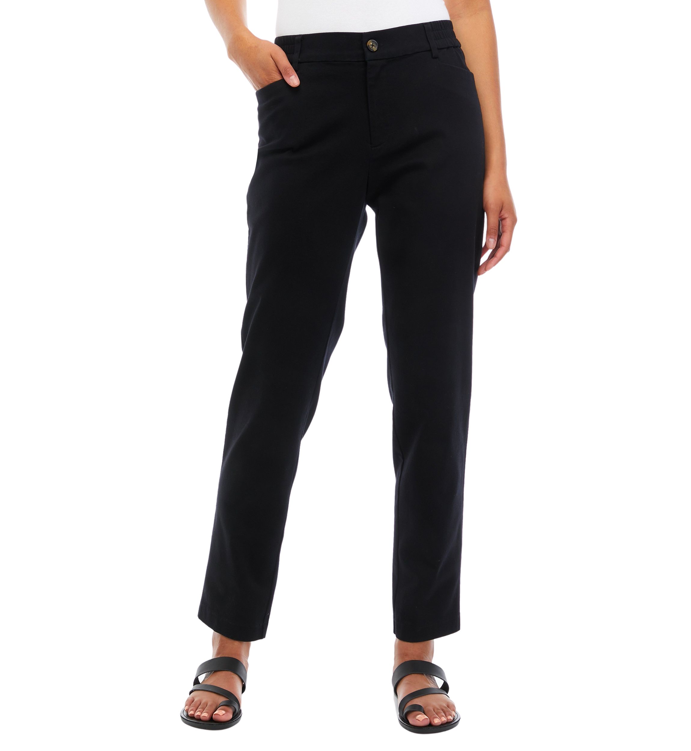 Womens Elastic Back Straight Leg Pants