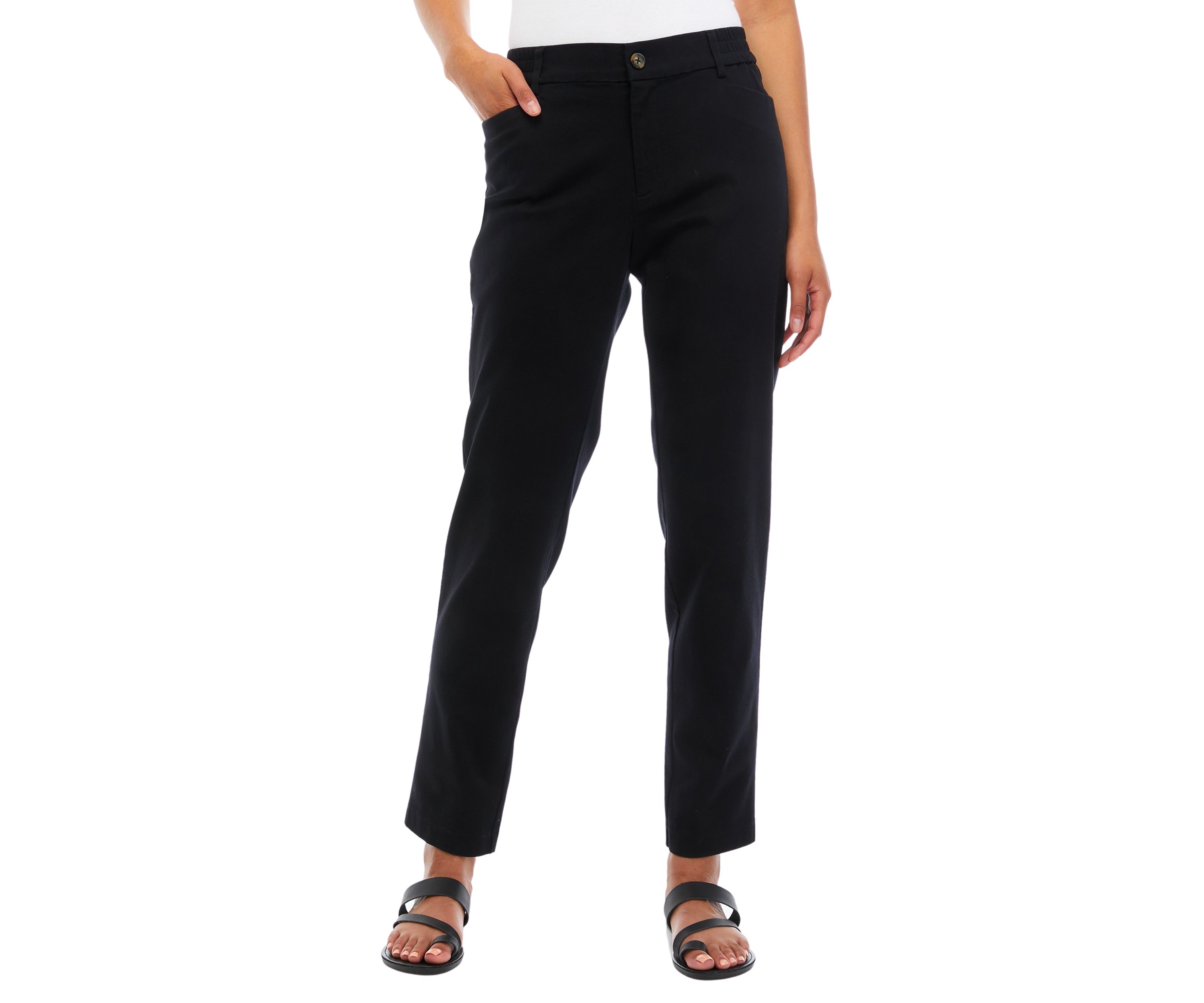 Womens Elastic Back Straight Leg Pants