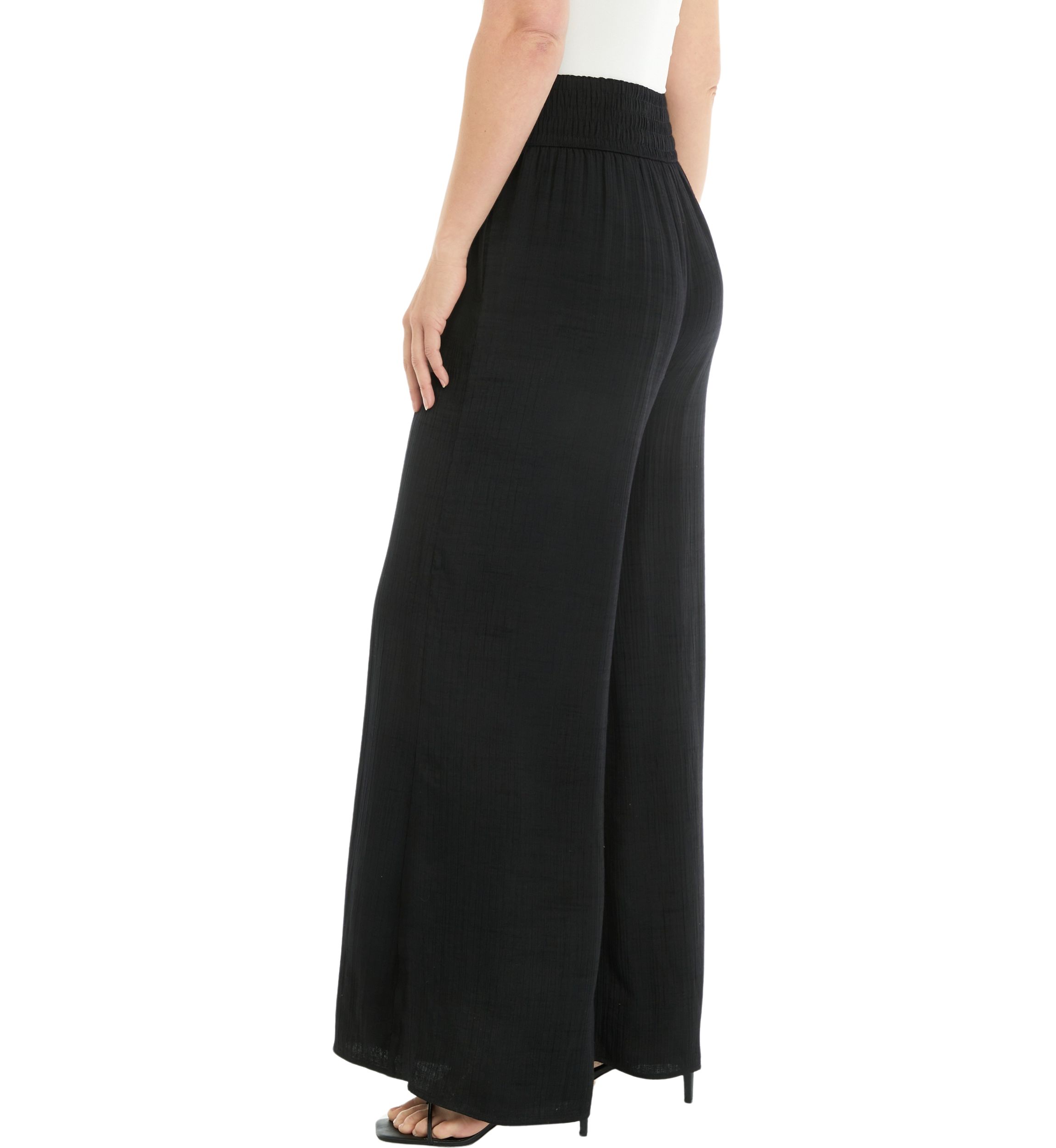 Womens Linen Like Smocked Waist Swing Pants