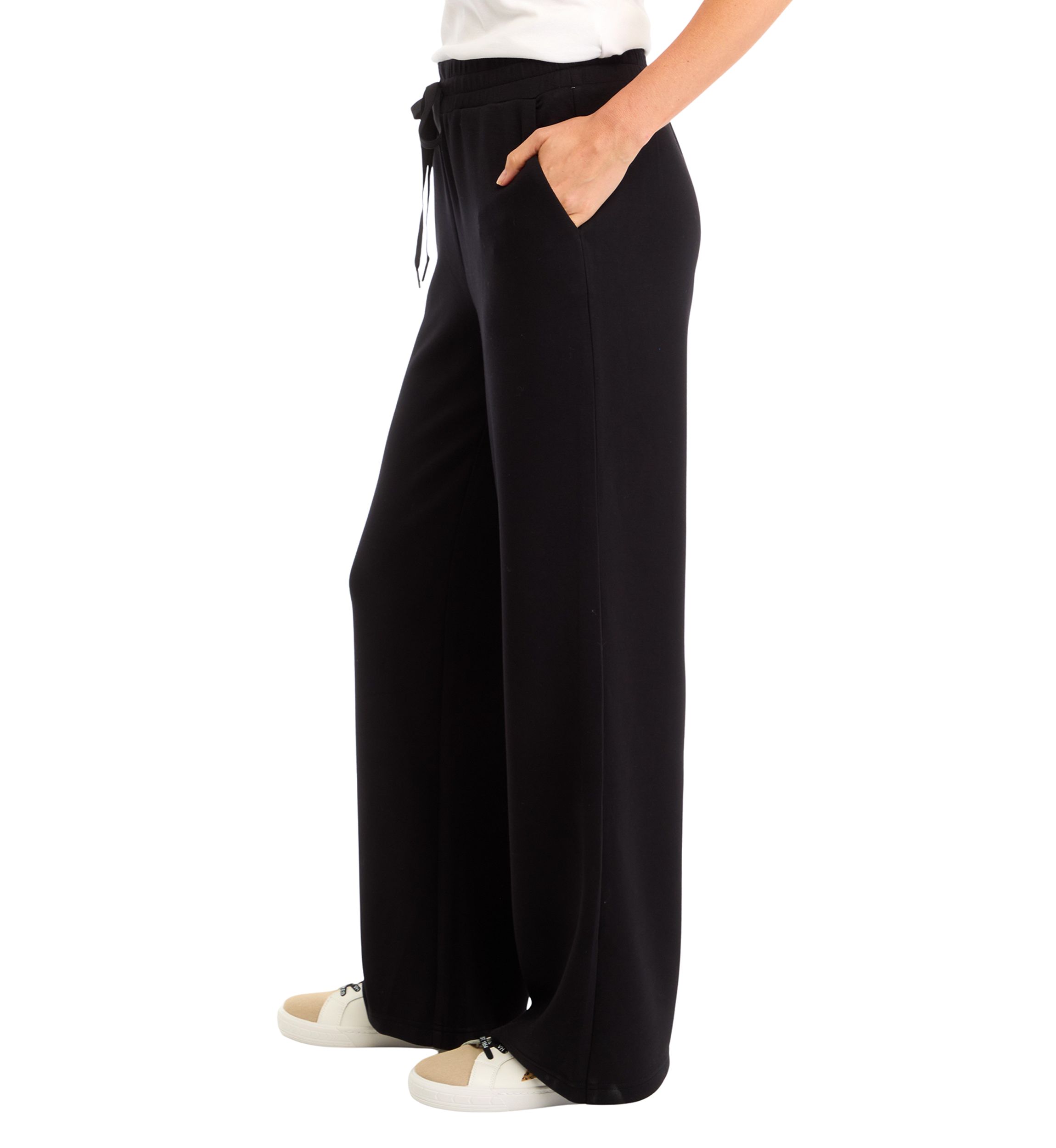 Petite Tie Waist Wide Leg Pants 