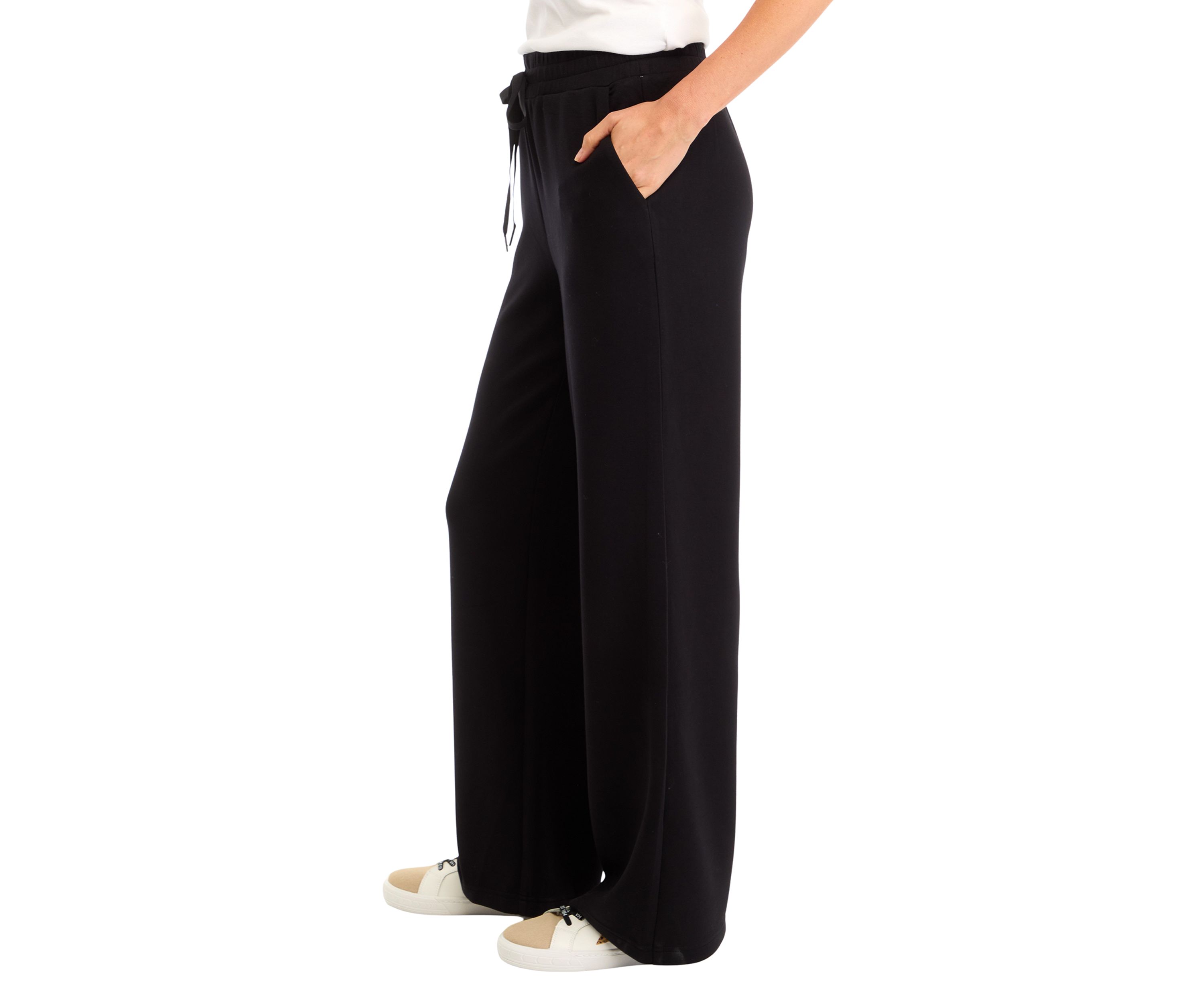 Petite Tie Waist Wide Leg Pants 