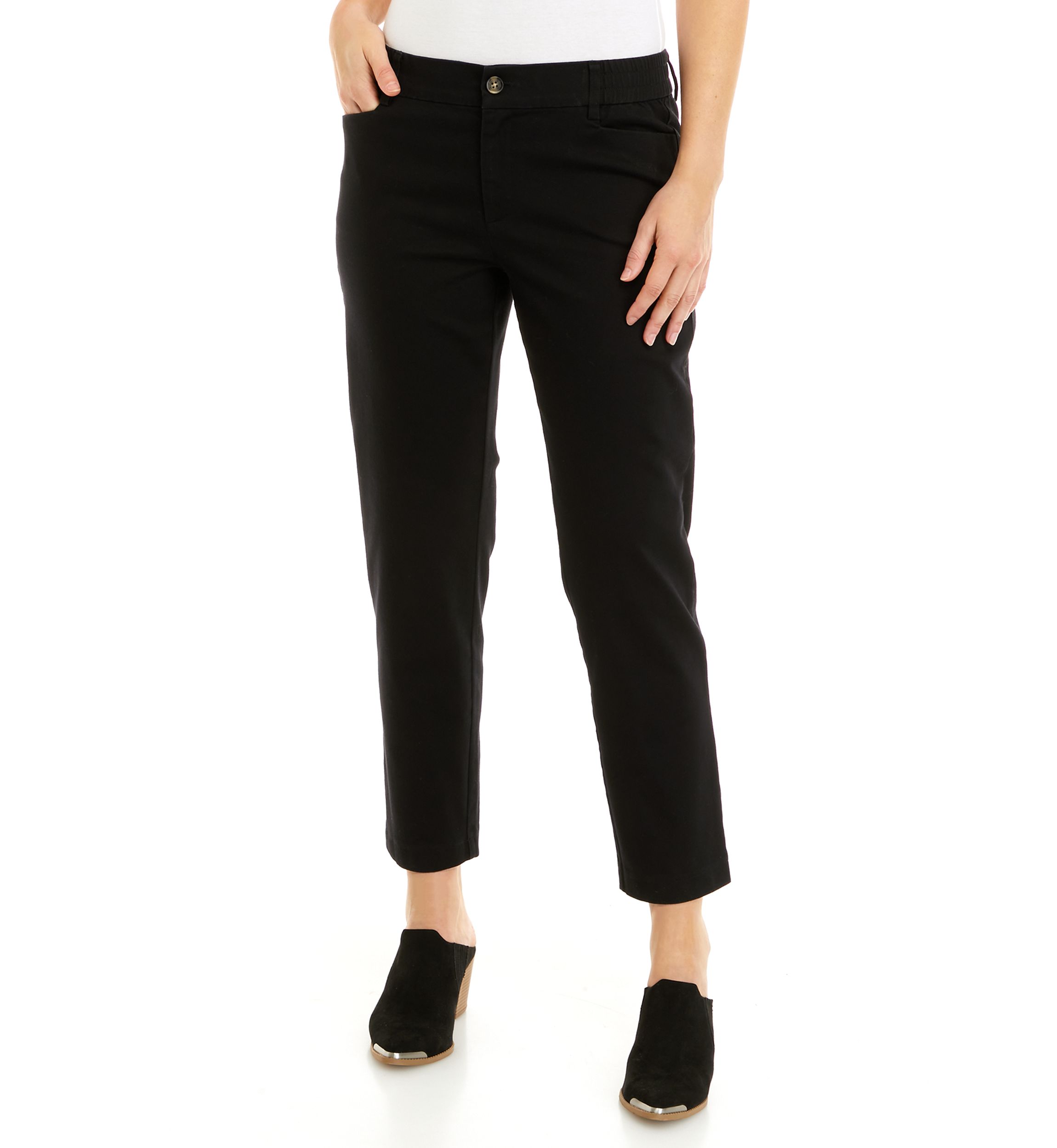 Petite Elastic Back Twill Pants