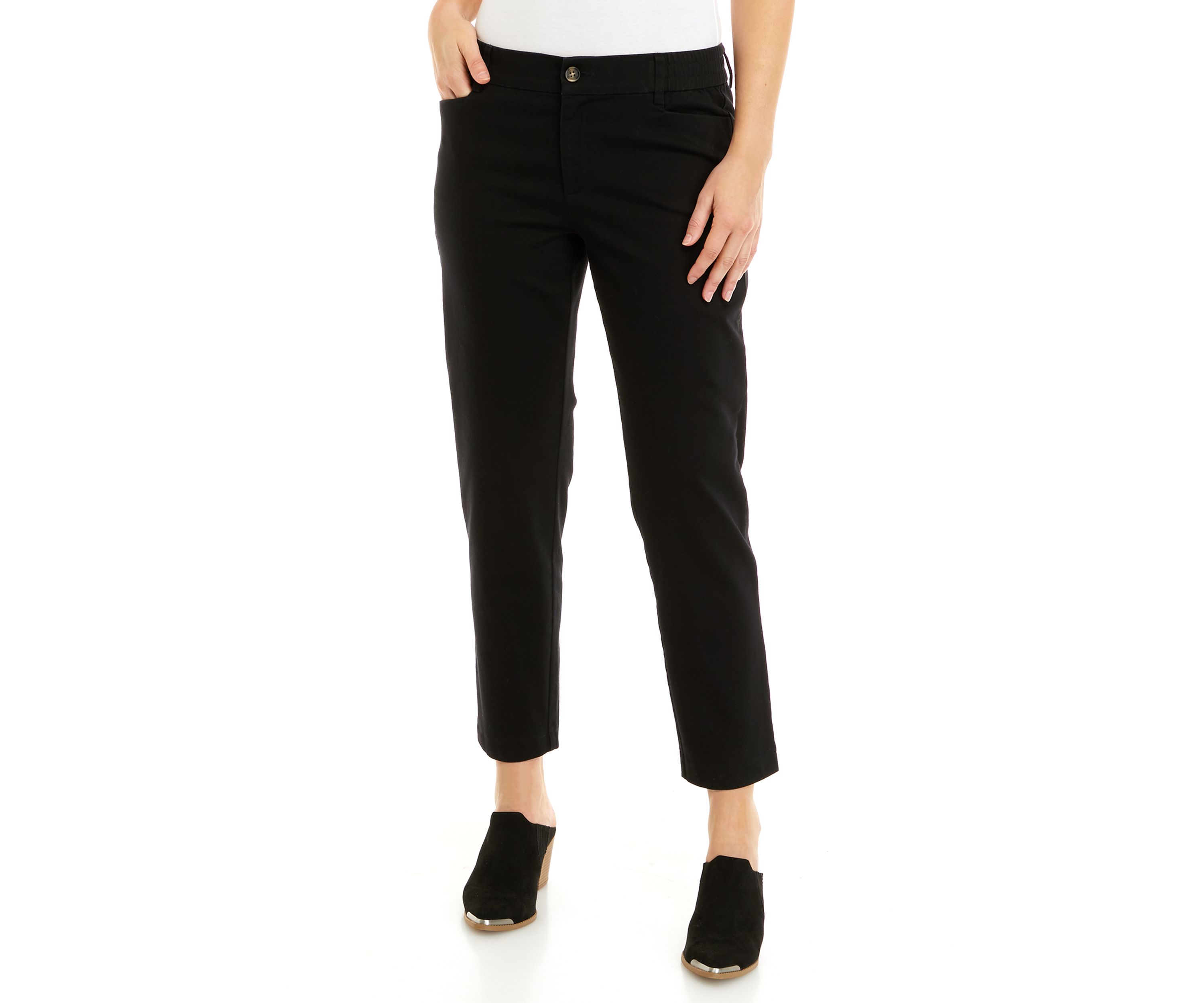 Petite Elastic Back Twill Pants