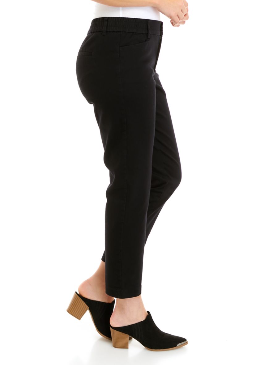Petite Elastic Back Twill Pants