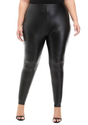 Buy Bycc Bynn Womens Black Faux Leather Leggings Plus Size