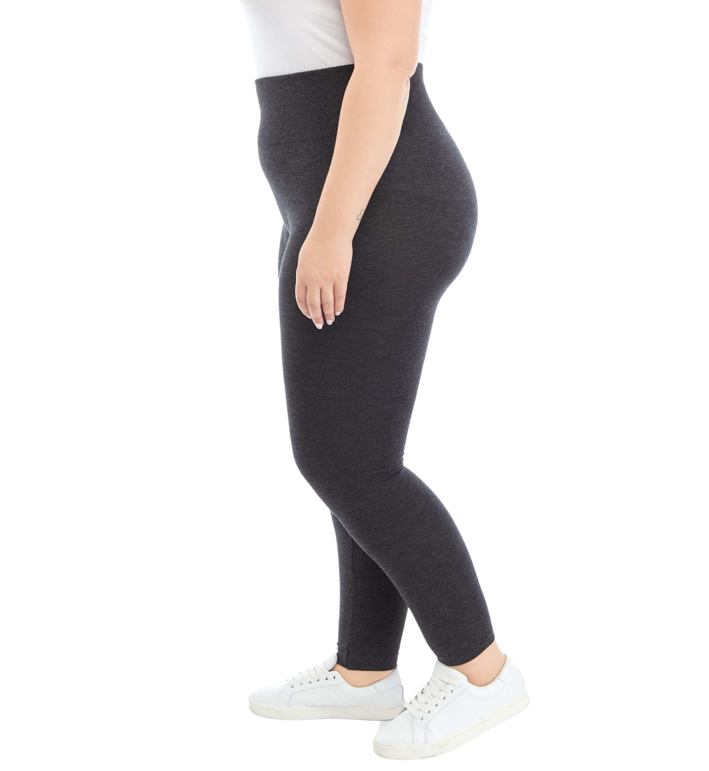  Plus Size Heather Gray Fleece Lined Leggings 