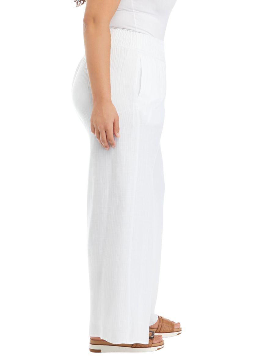 Plus Size Linen Like Smocked Swing Pants