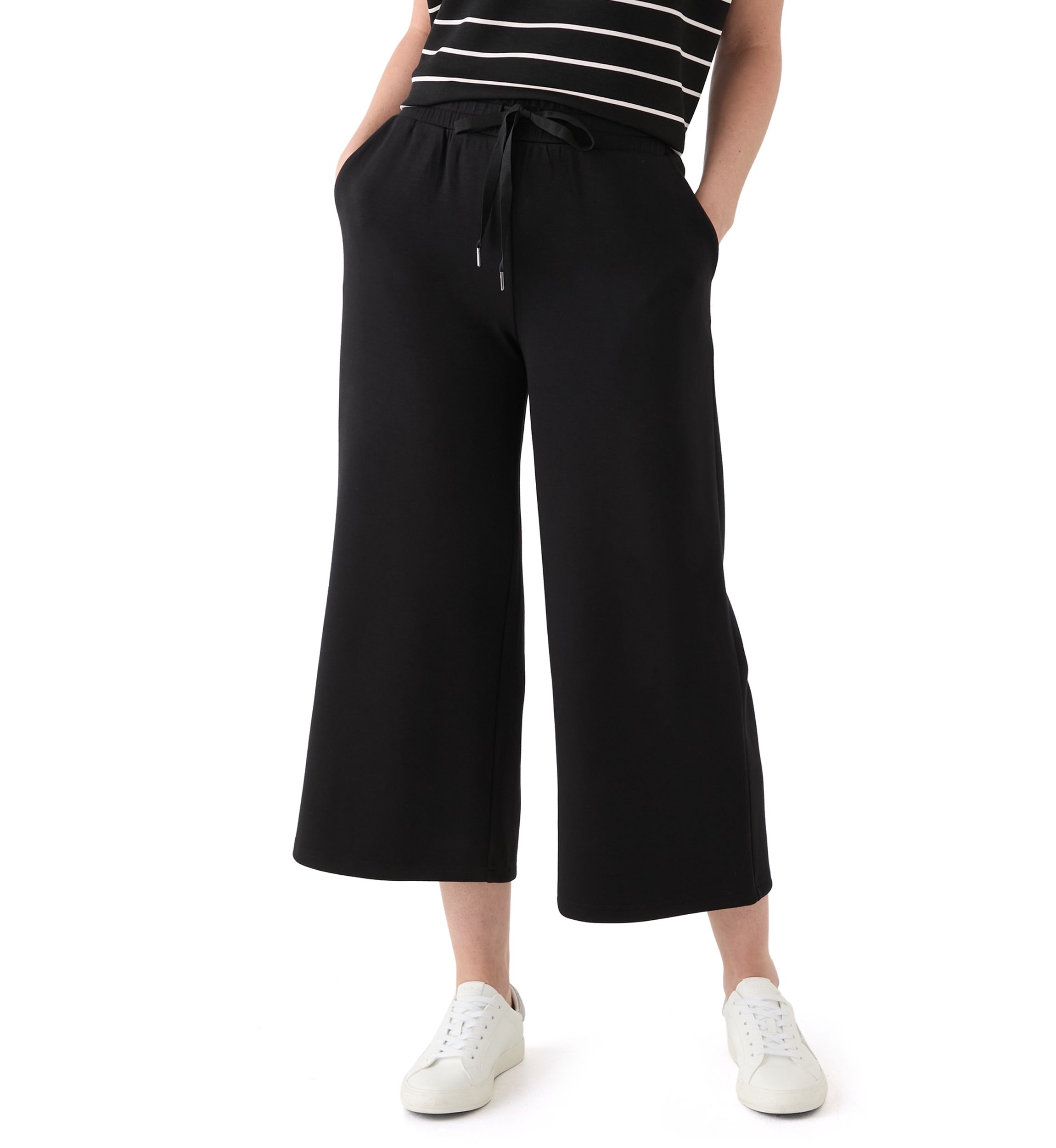 Womens Cropped Wide Leg Pants