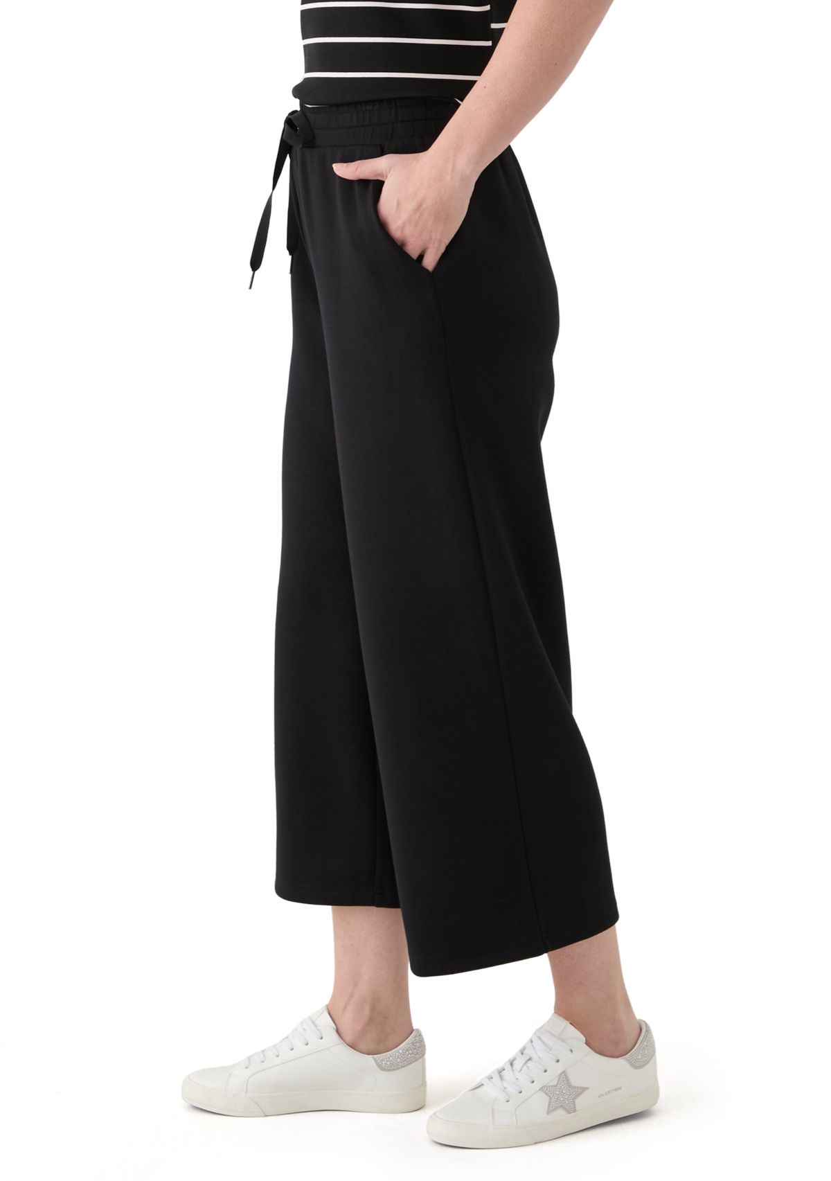 Womens Cropped Wide Leg Pants