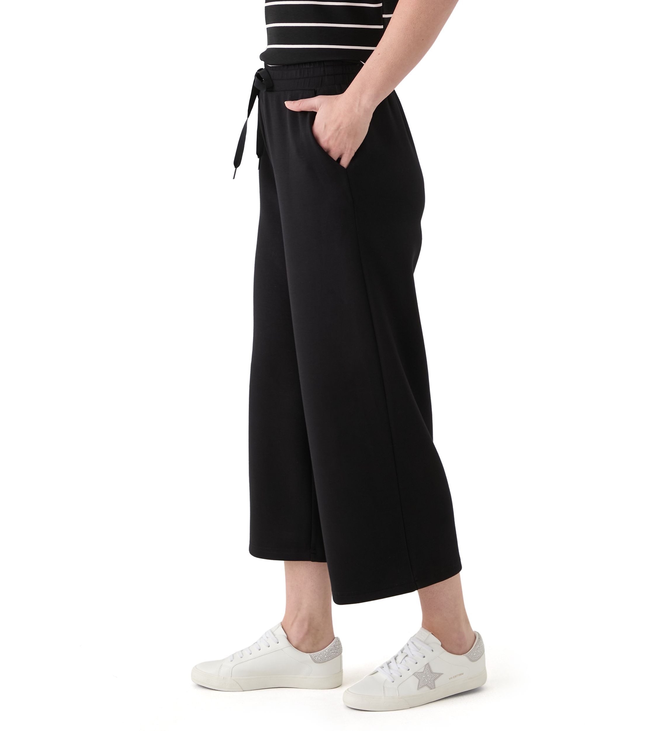Womens Cropped Wide Leg Pants