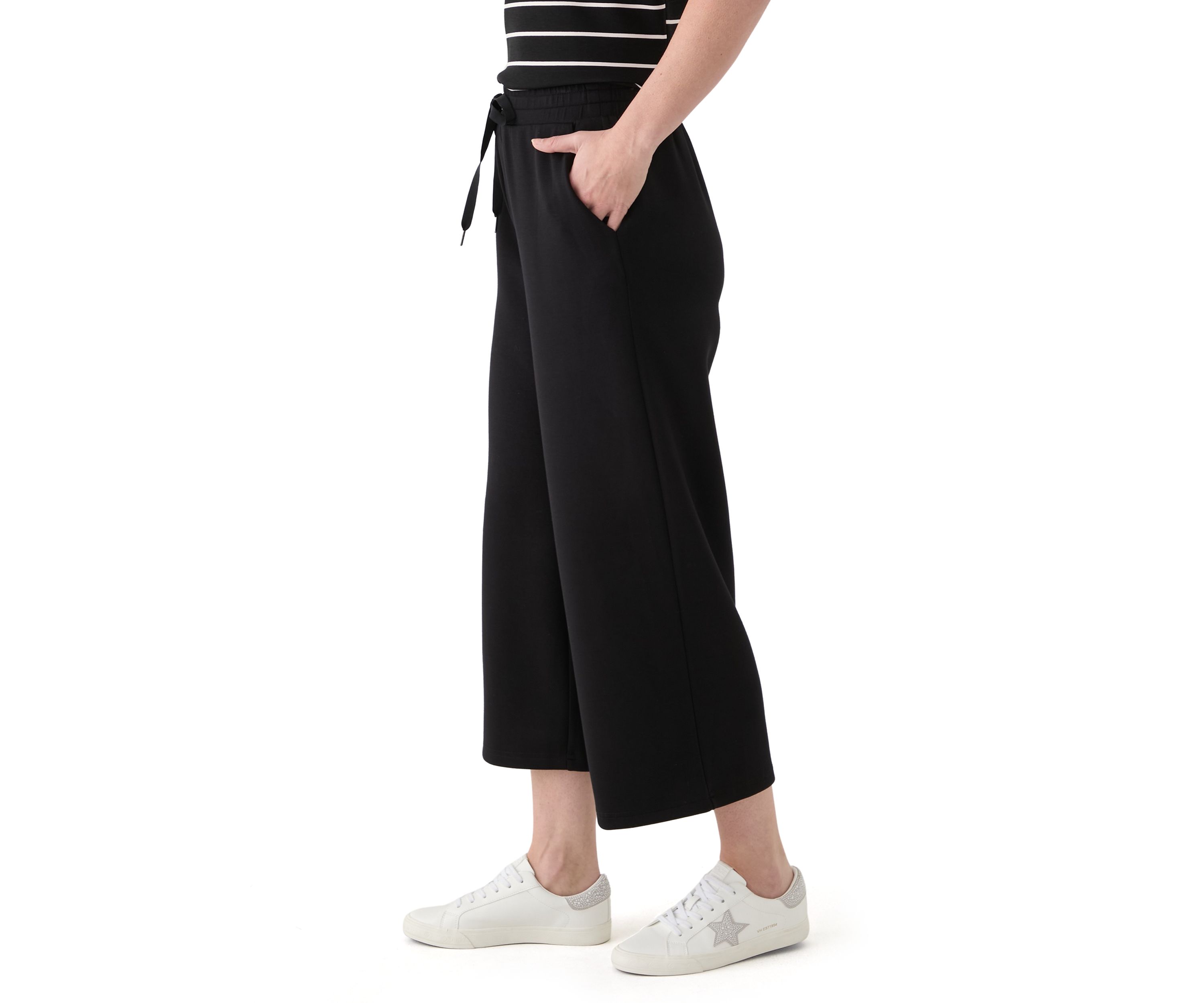 Womens Cropped Wide Leg Pants