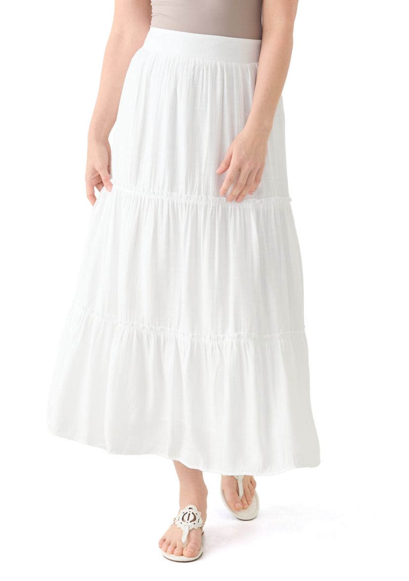 Womens Ruffle Hem Midi Skirt