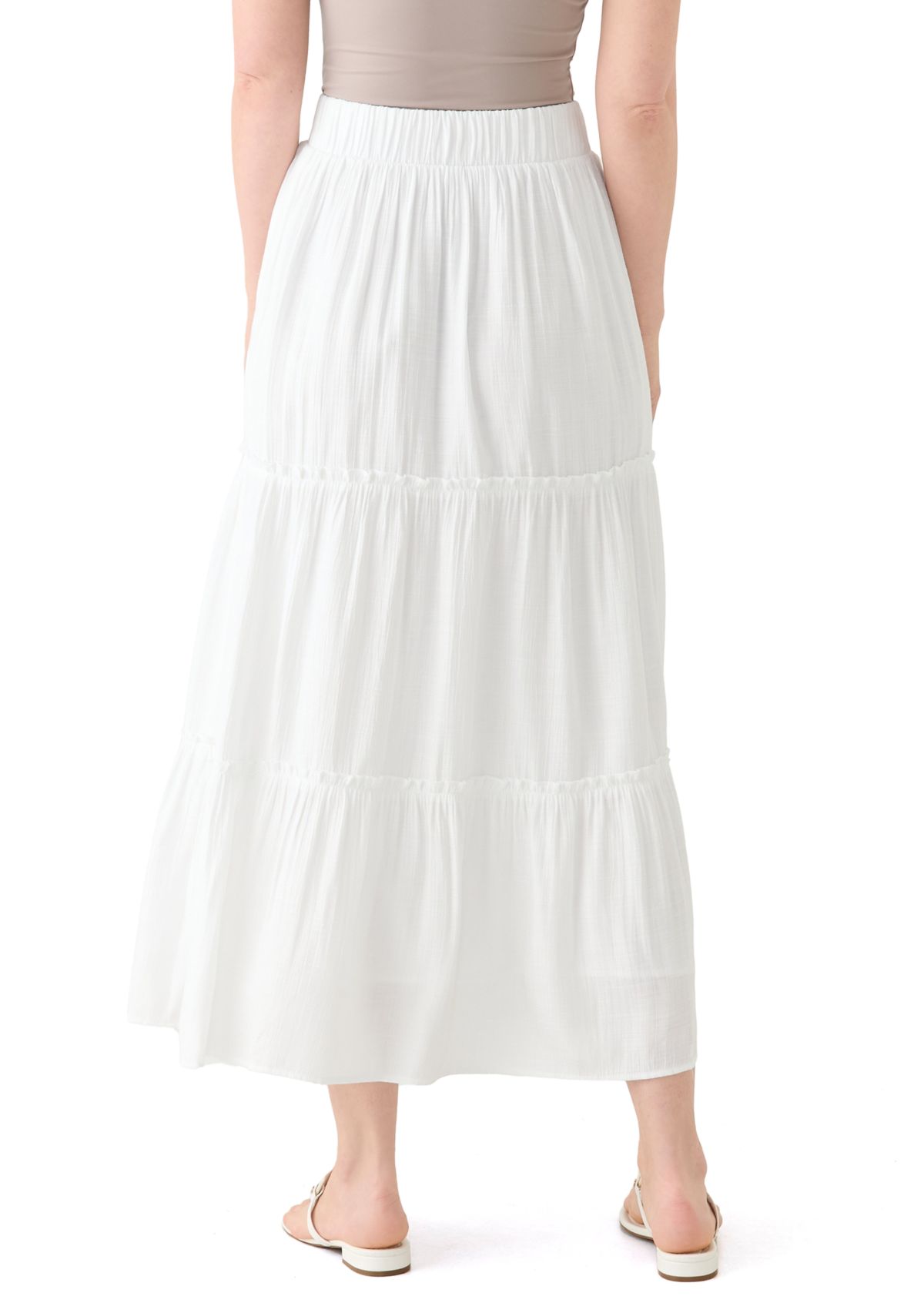 Womens Ruffle Hem Midi Skirt