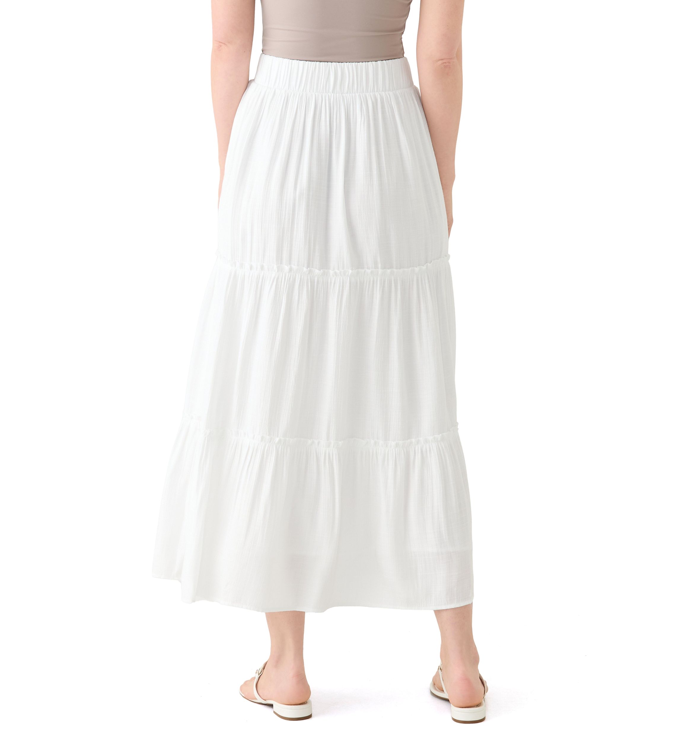 Womens Ruffle Hem Midi Skirt