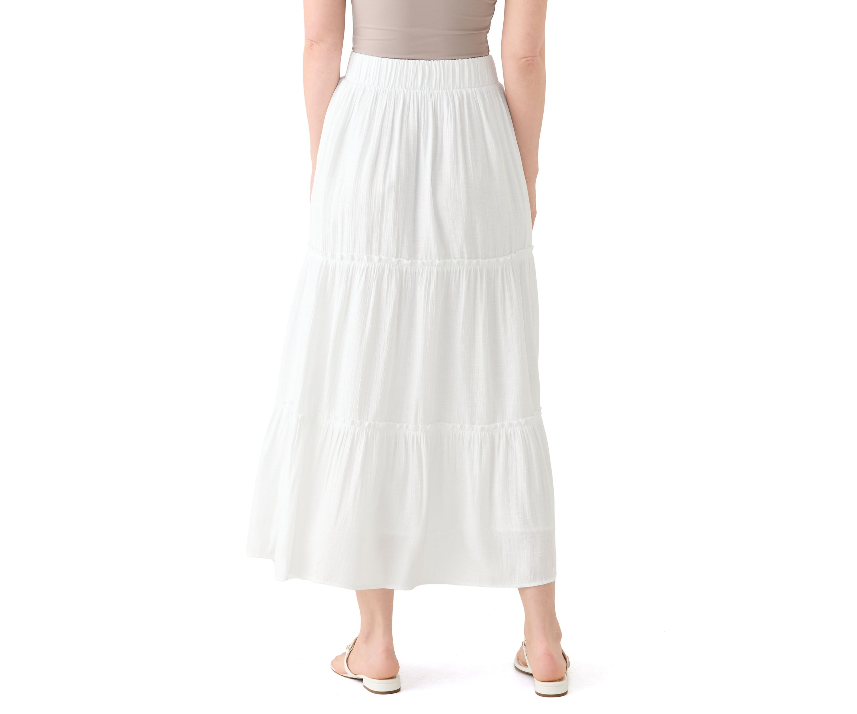 Womens Ruffle Hem Midi Skirt