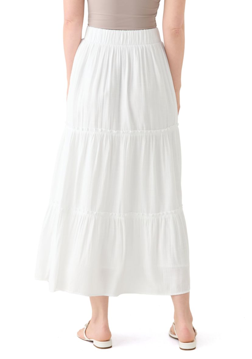Womens Ruffle Hem Midi Skirt