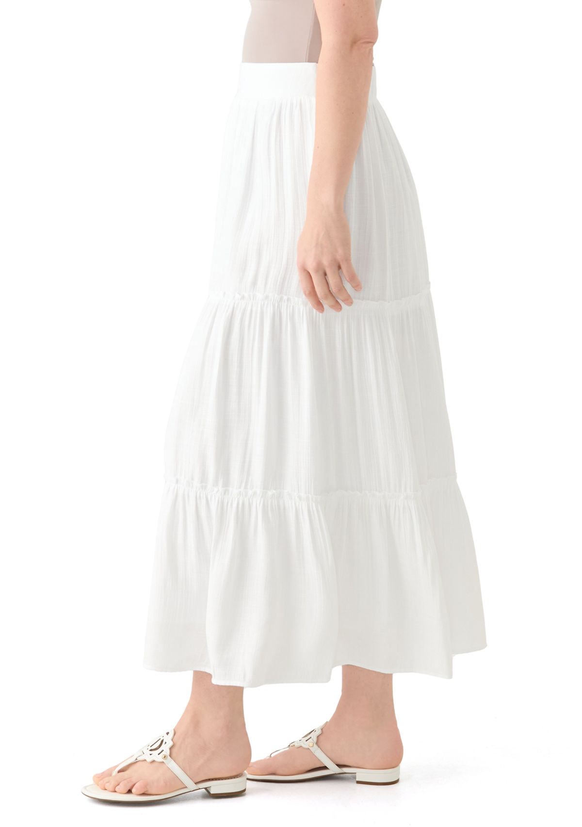 Womens Ruffle Hem Midi Skirt