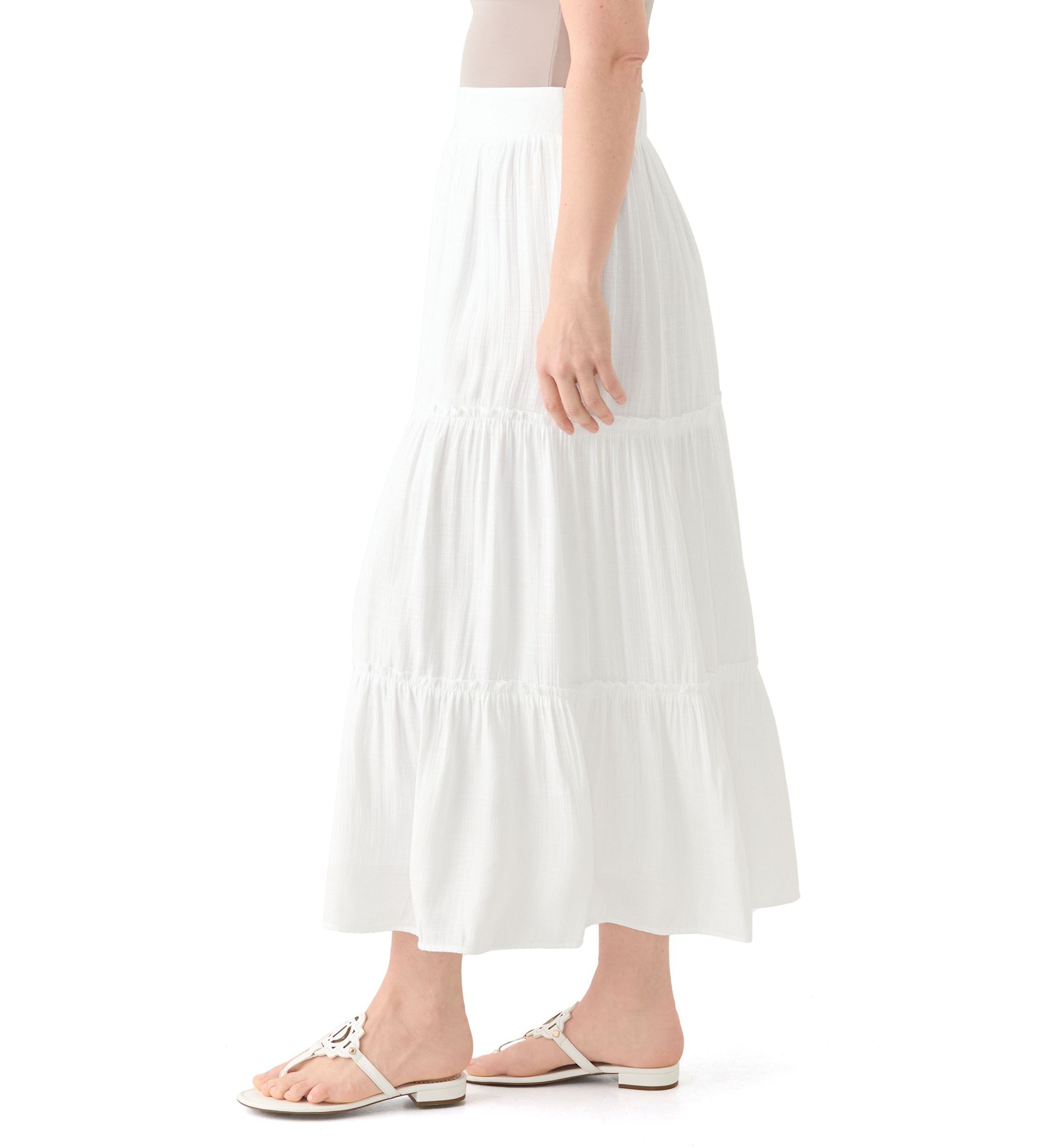 Womens Ruffle Hem Midi Skirt