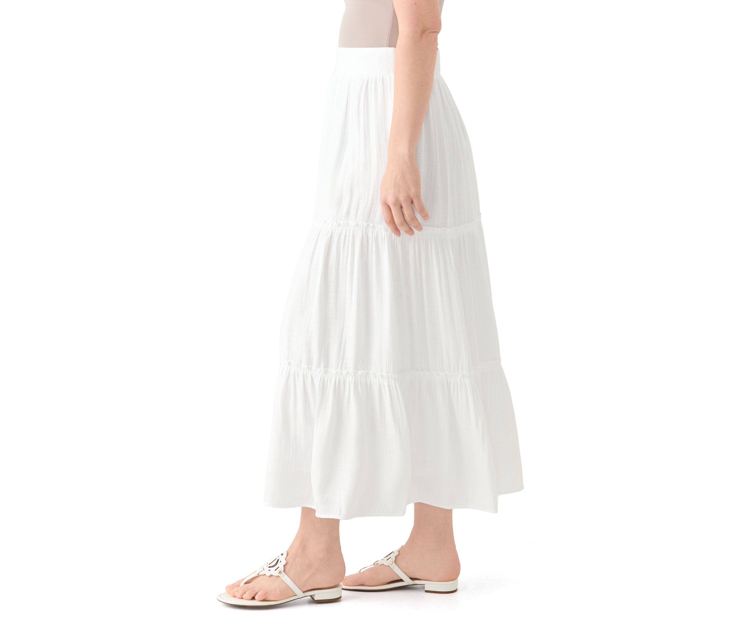 Womens Ruffle Hem Midi Skirt