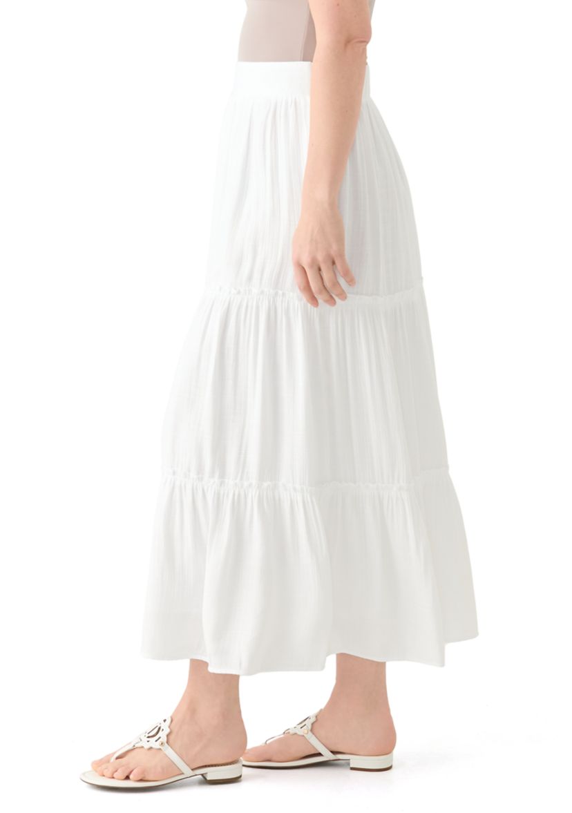 Womens Ruffle Hem Midi Skirt