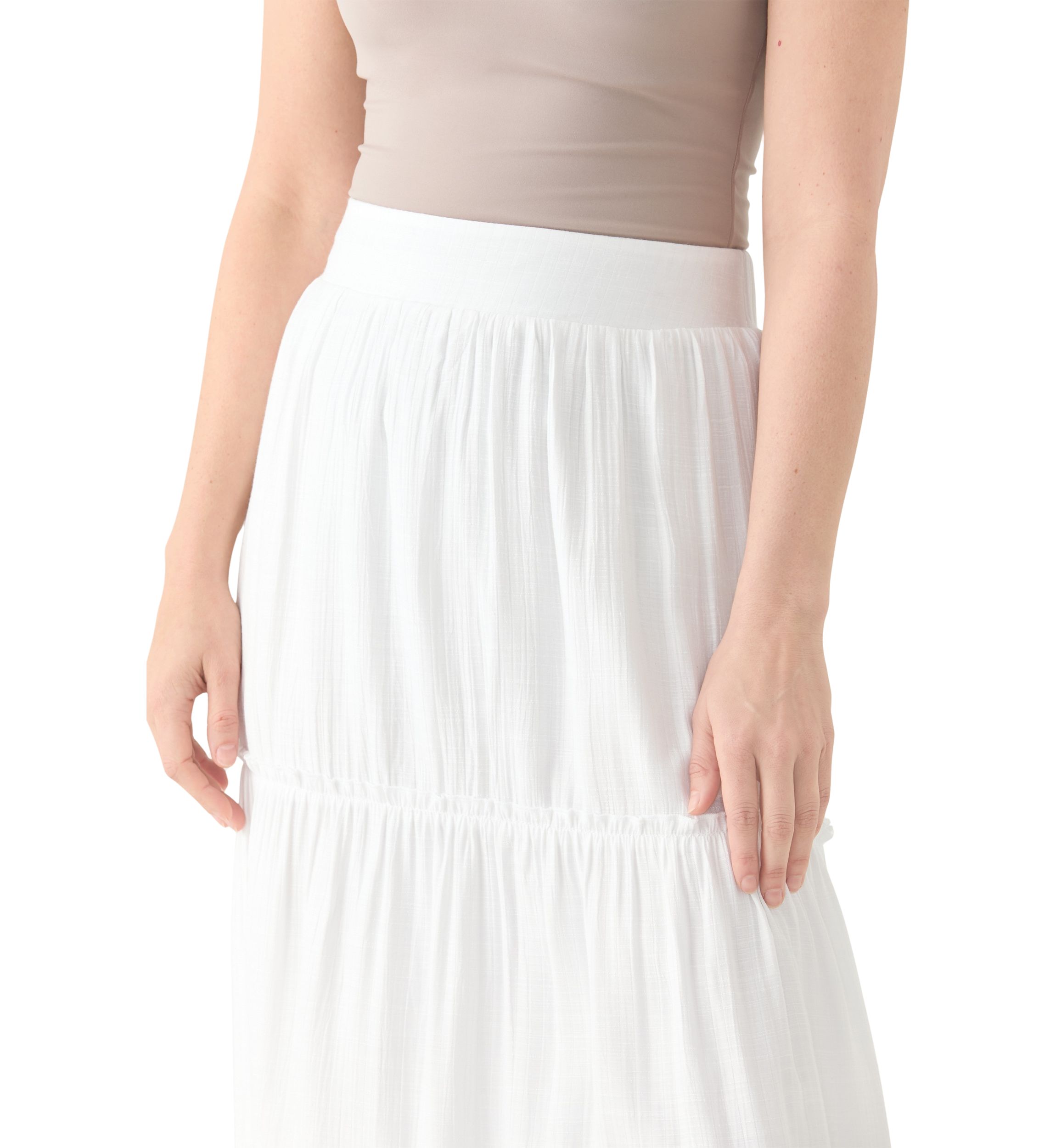 Womens Ruffle Hem Midi Skirt