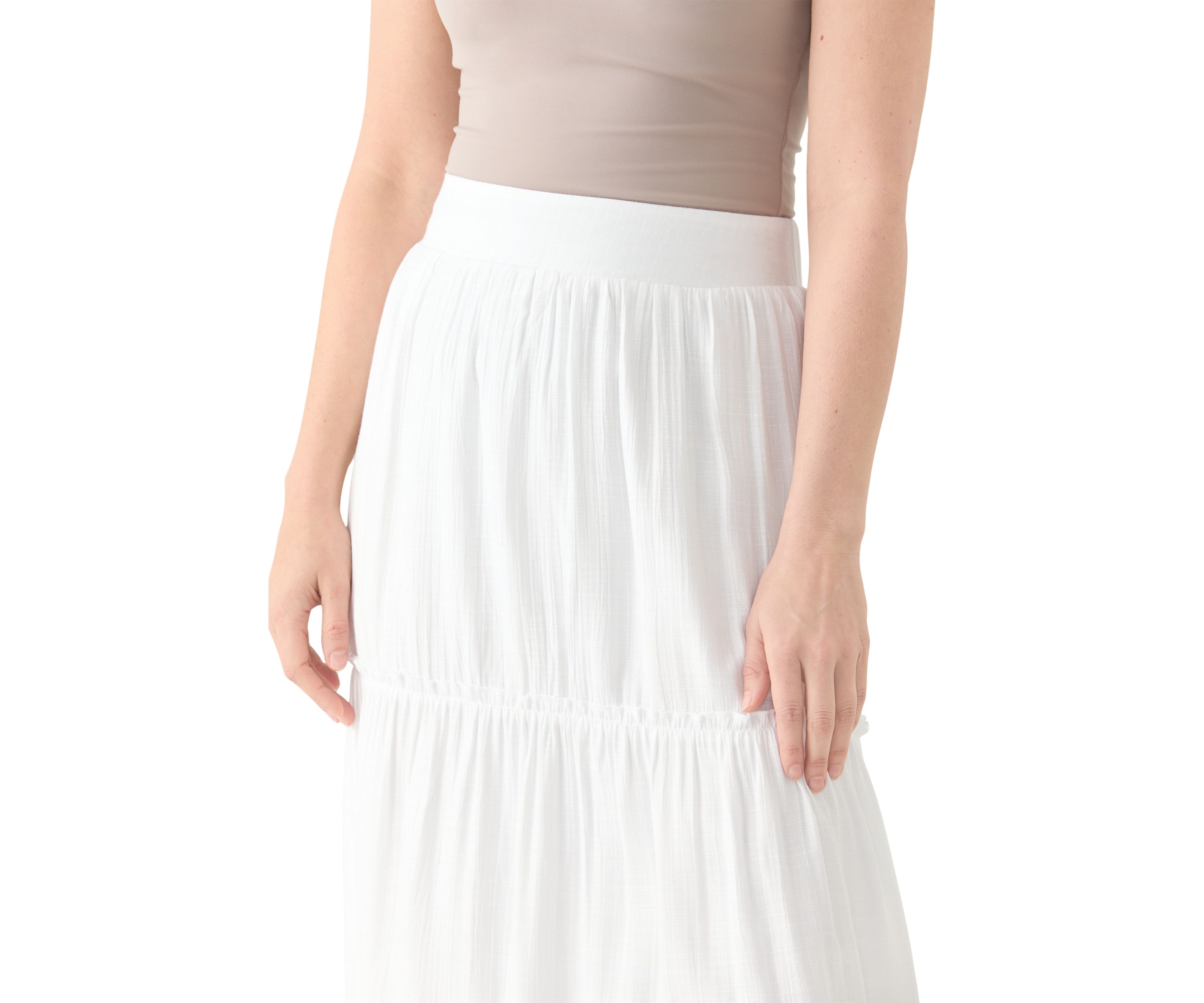 Womens Ruffle Hem Midi Skirt