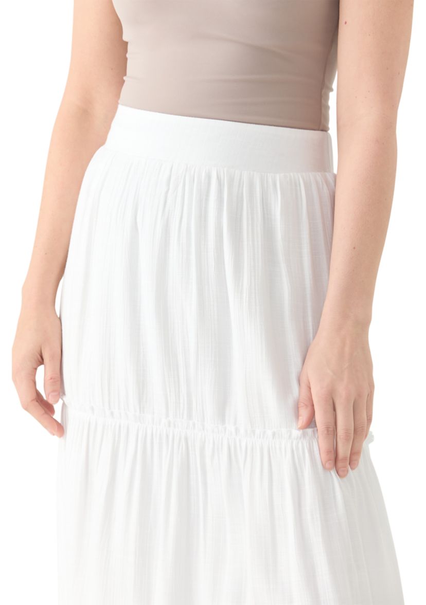 Womens Ruffle Hem Midi Skirt