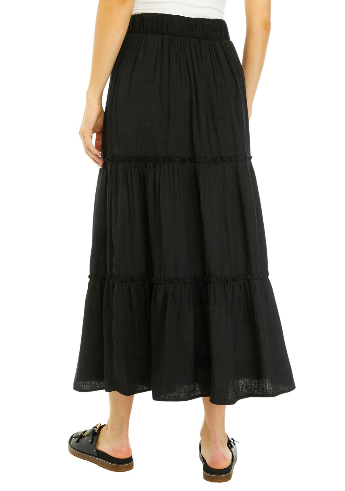 Womens Ruffle Hem Midi Skirt