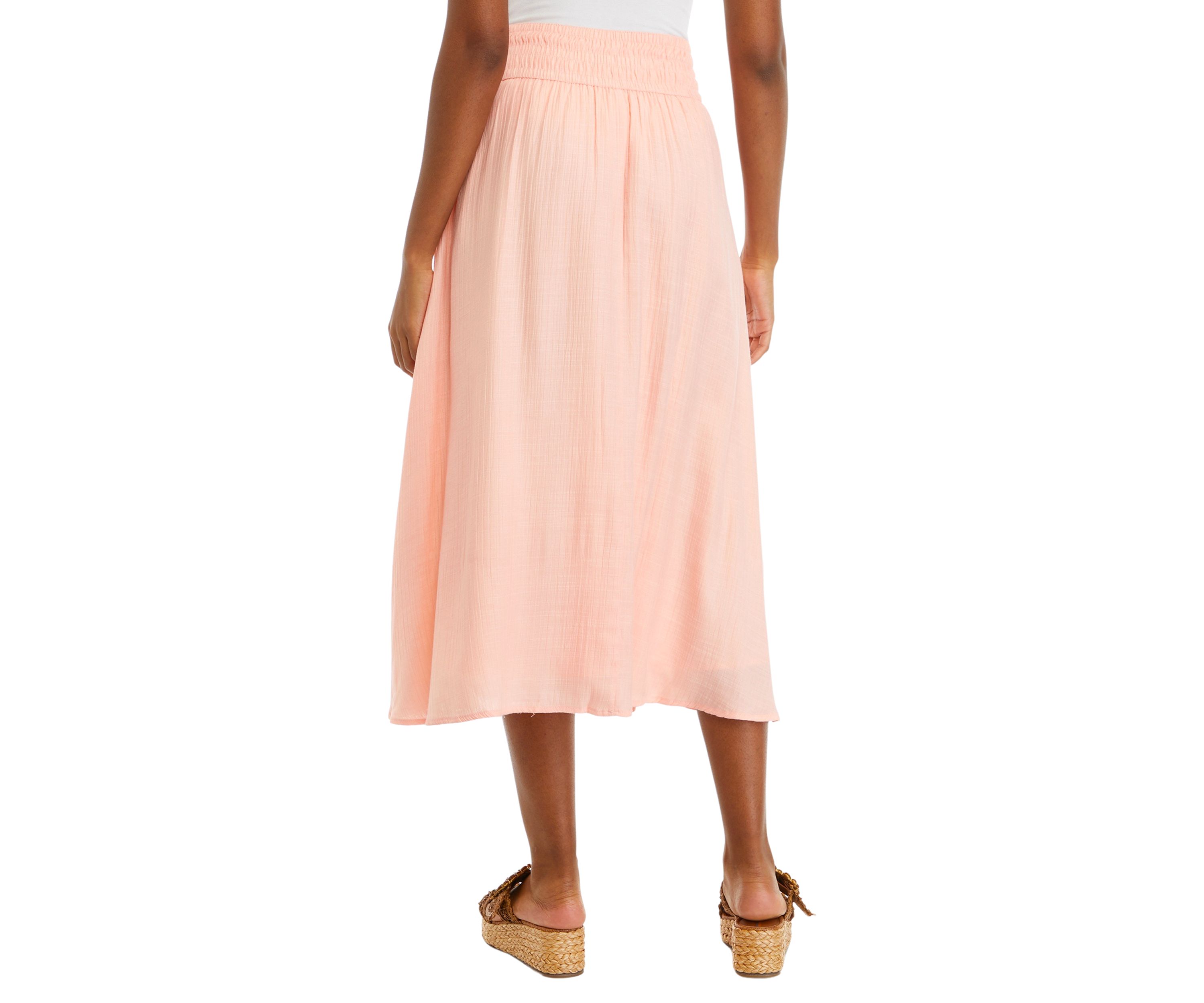 Womens Solid Swing Midi Skirt