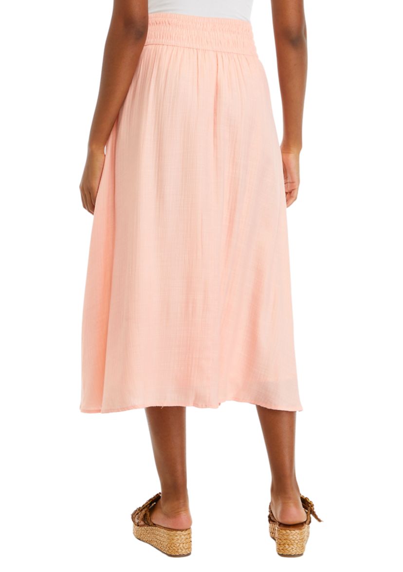 Womens Solid Swing Midi Skirt