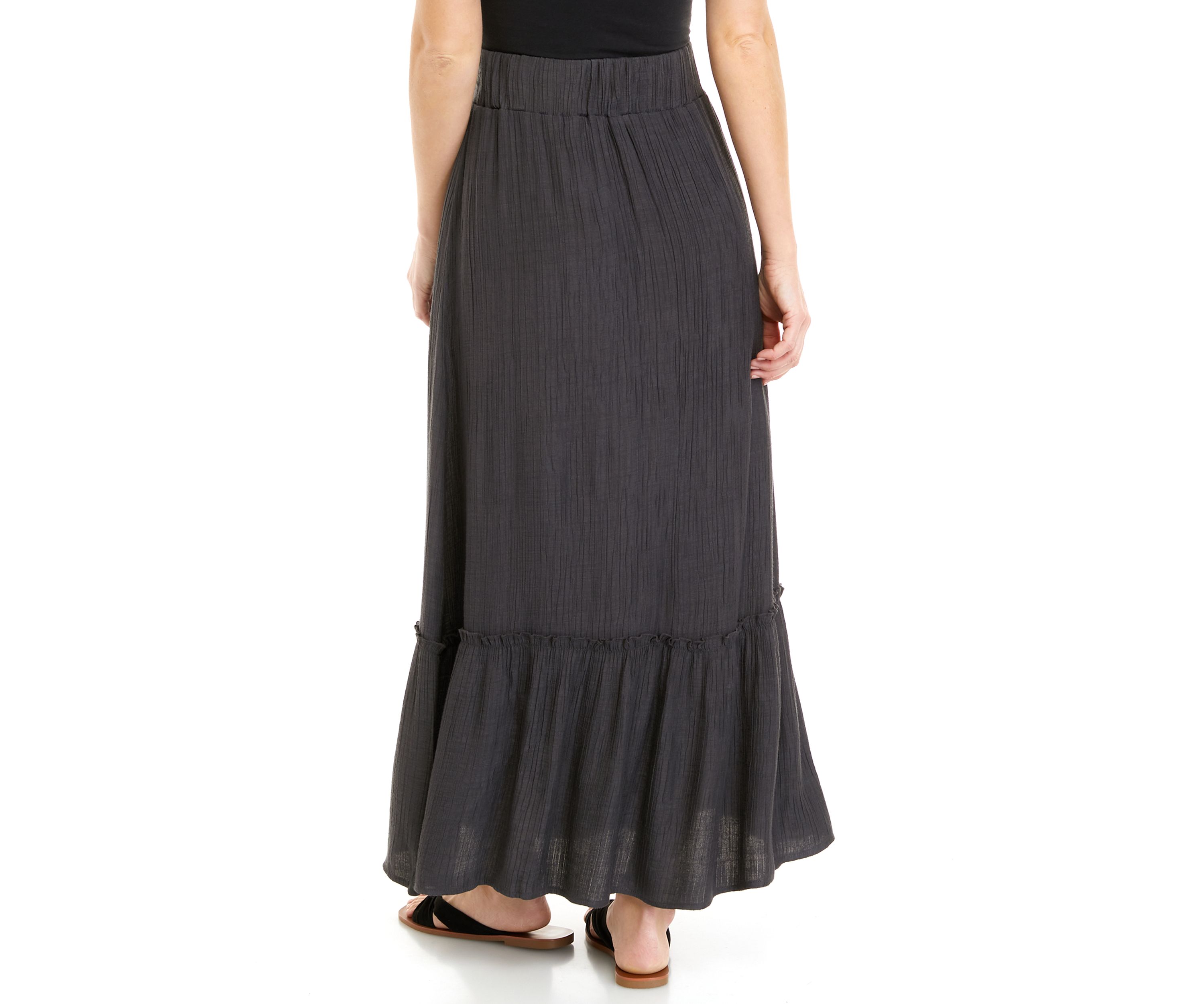 Womens Linen Like Ruffle Hem Skirt