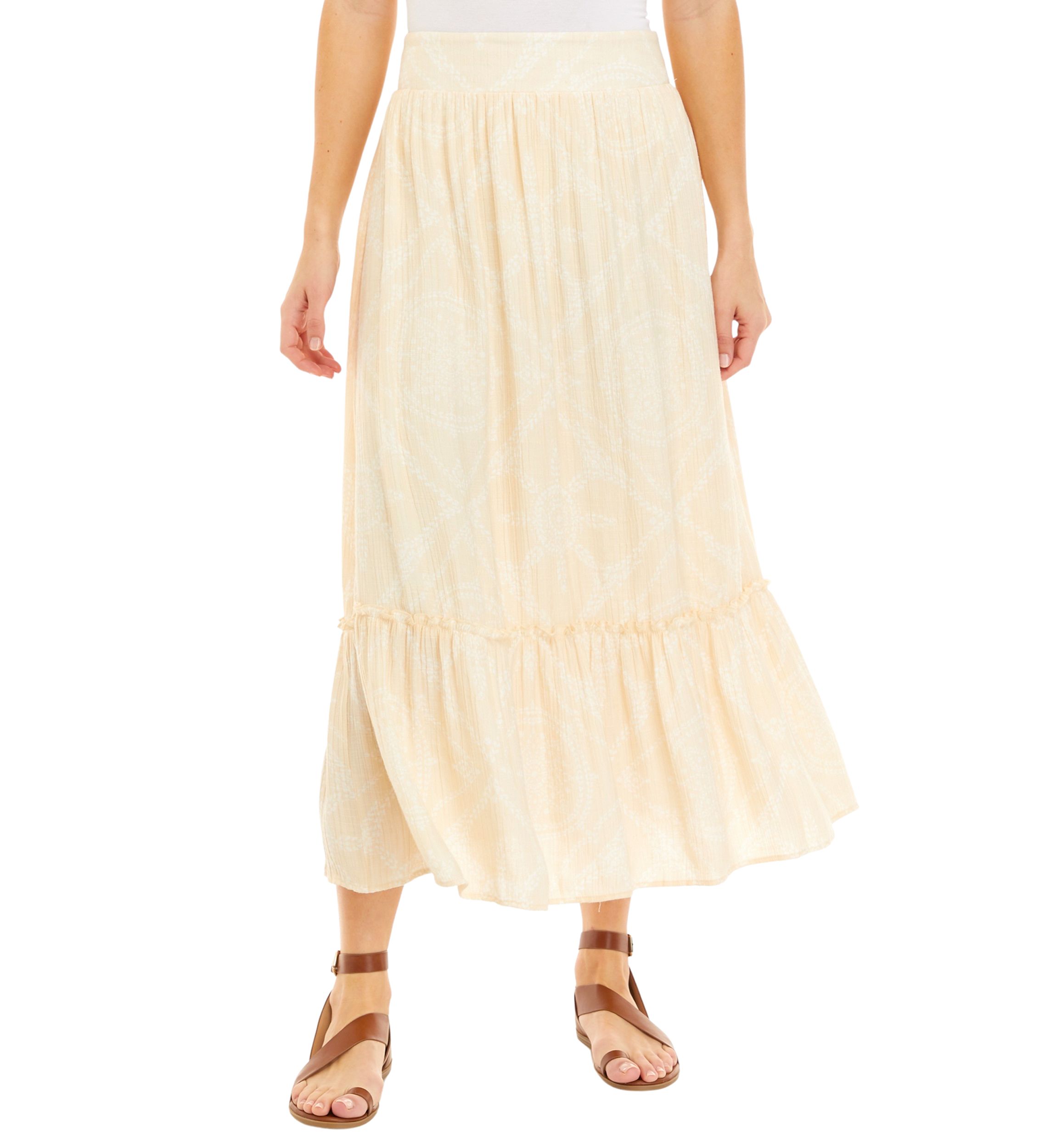 Petite Linen-Like Ruffle Hem Skirt