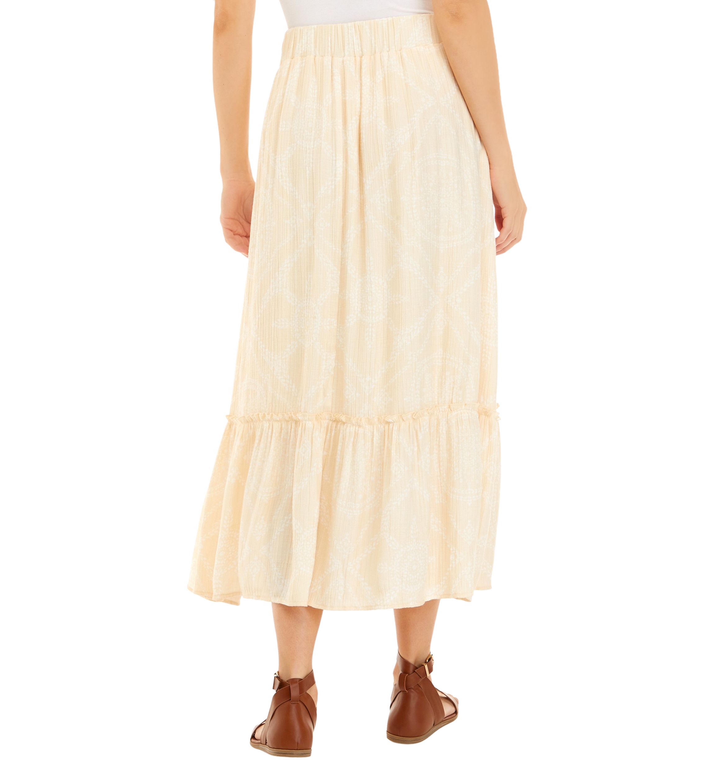 Petite Linen-Like Ruffle Hem Skirt