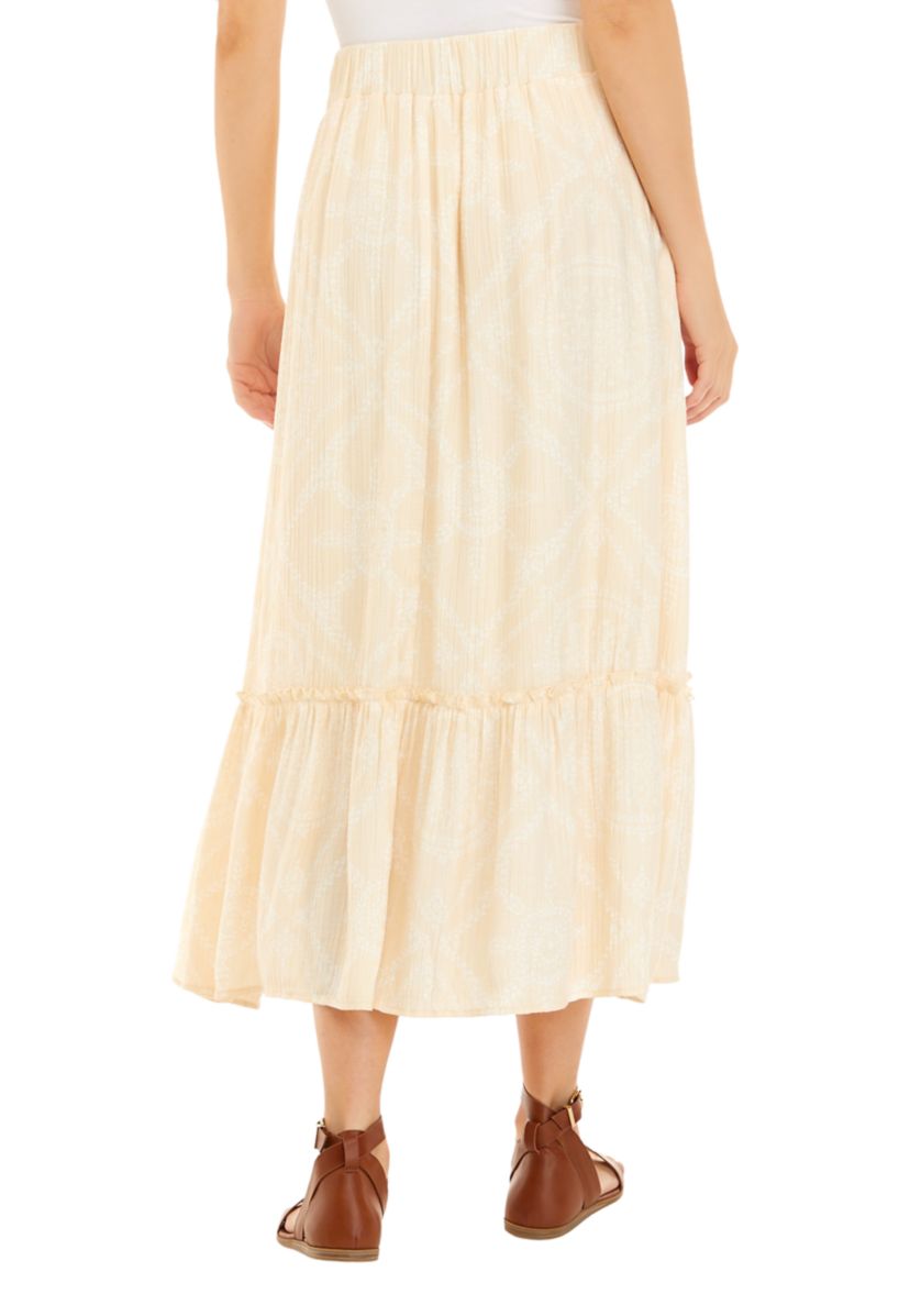 Petite Linen-Like Ruffle Hem Skirt