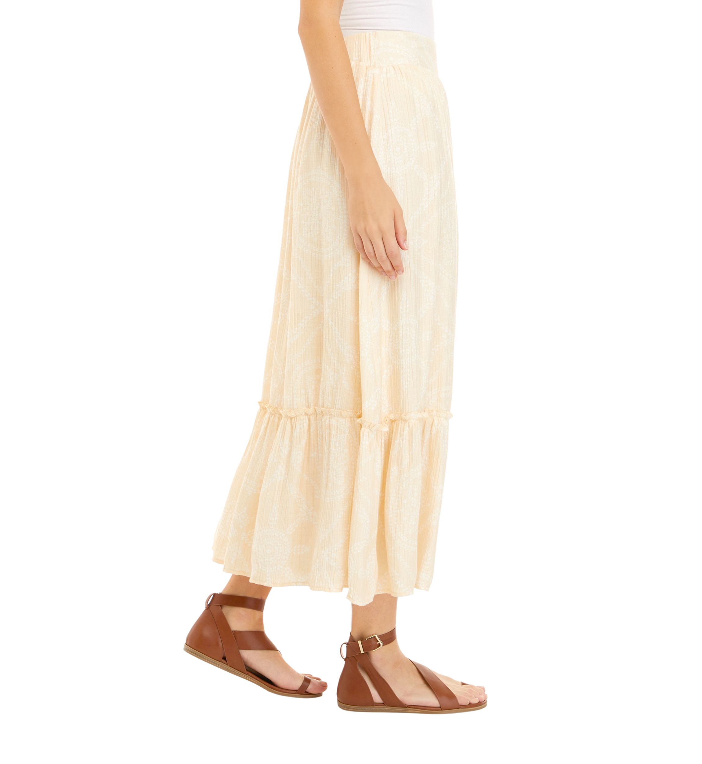 Petite Linen-Like Ruffle Hem Skirt
