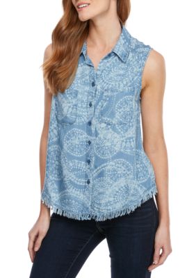 New Directions® Sleeveless Button Front Printed Top | belk