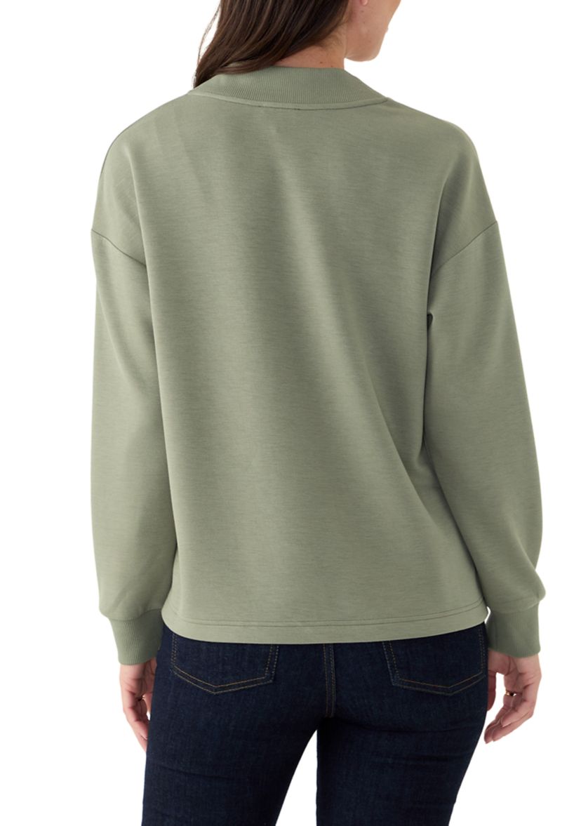 Womens Long Sleeve V-Neck Free Flow Pullover