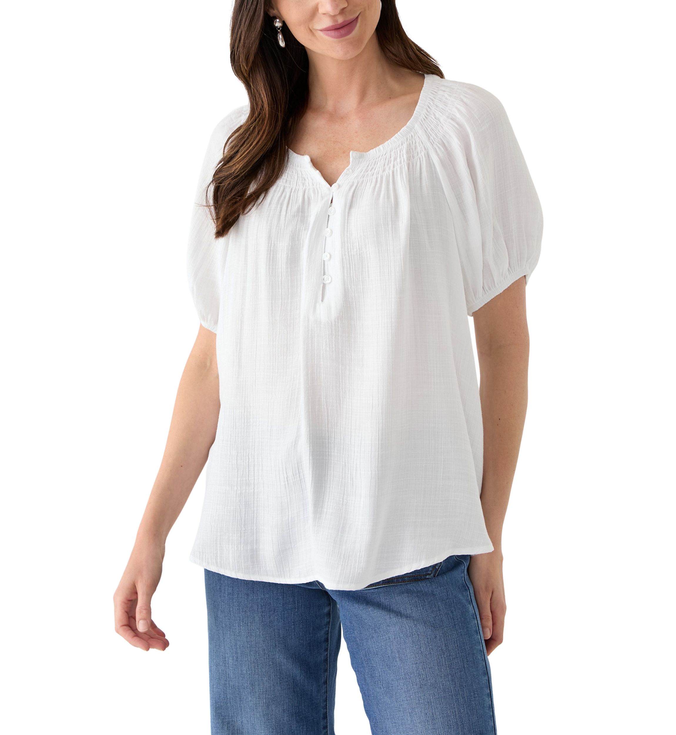 Womens Smocked Yoke Blouse