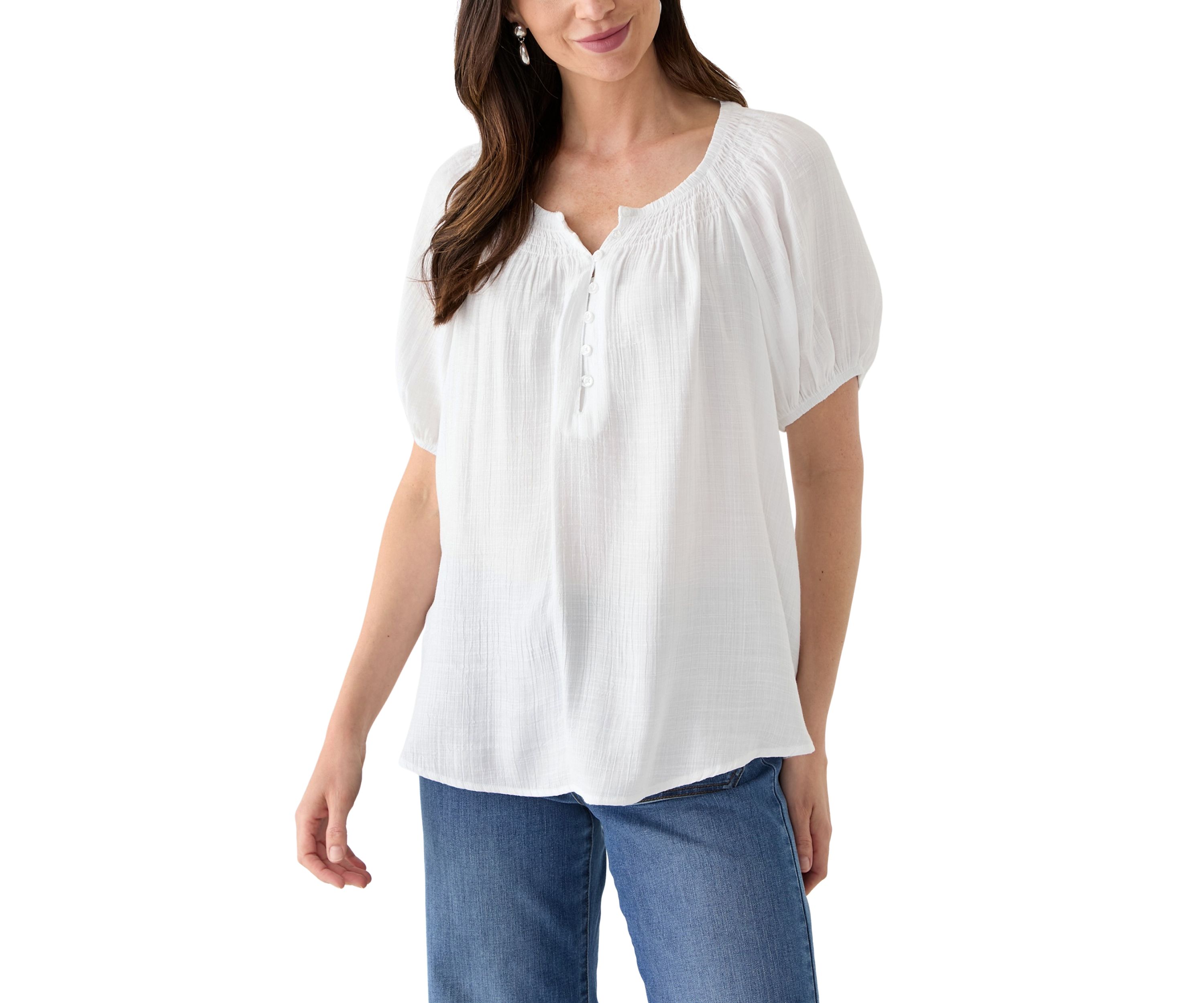 Womens Smocked Yoke Blouse