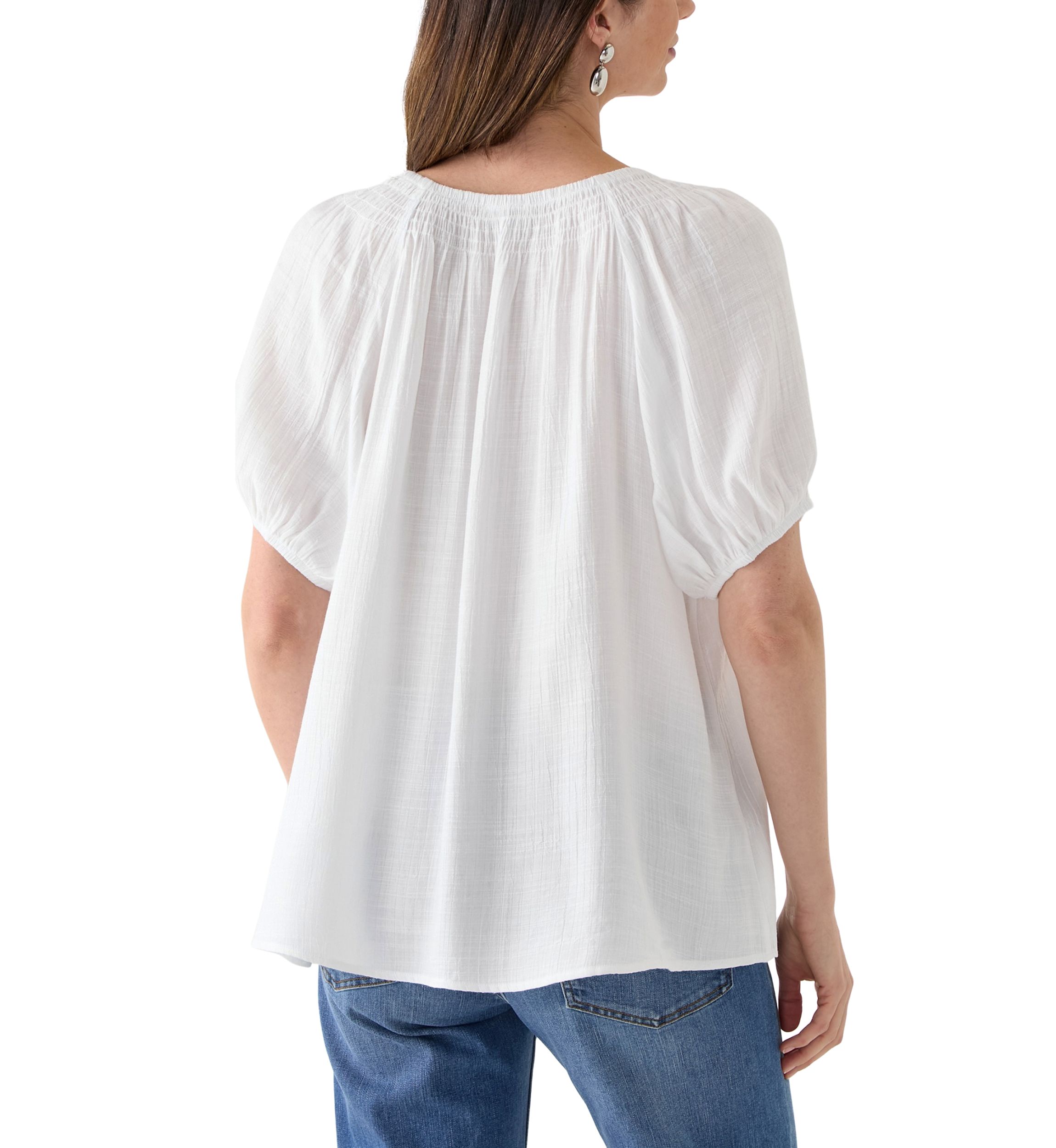 Womens Smocked Yoke Blouse